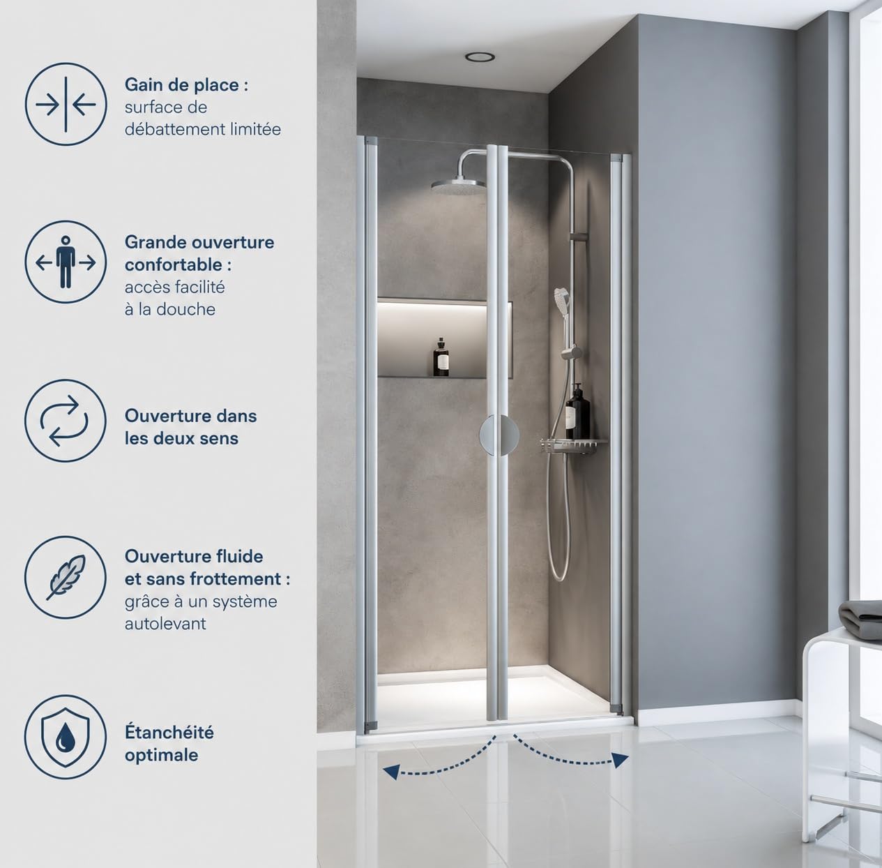 schulte-porte-battante-niche-douche-100x180-cm-argent-2-volets image 2