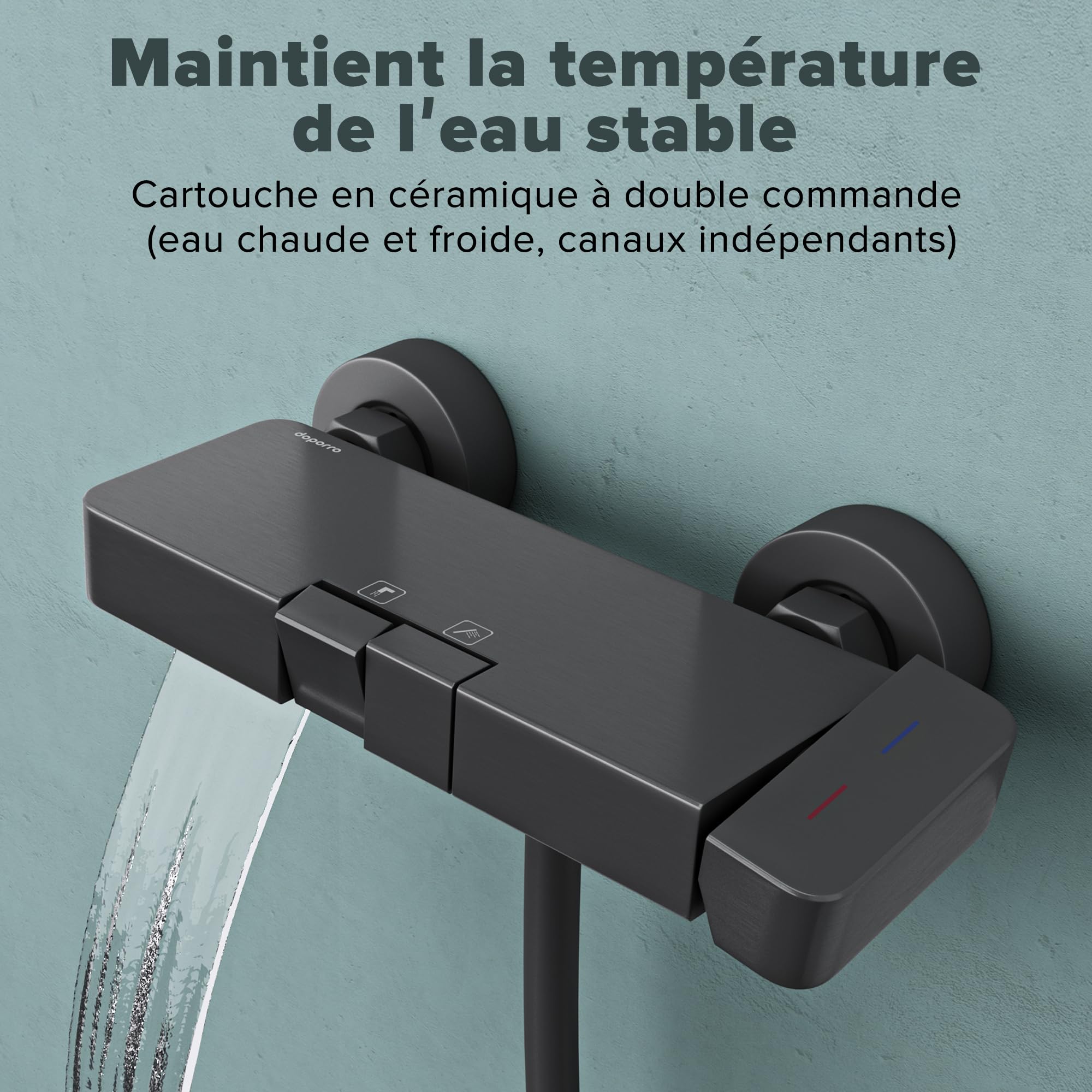 doporro-colonne-de-douche-grise-douchette-3-jets-tablette image 2