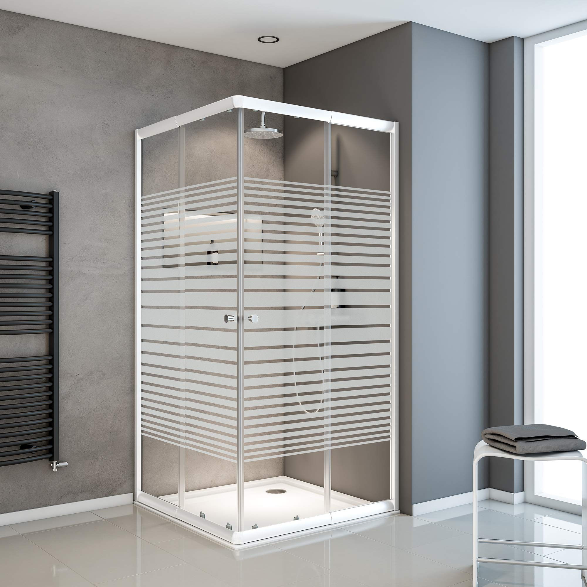 schulte-paroi-douche-angle-75-90cm-blanc-transparent-coulissante image 8
