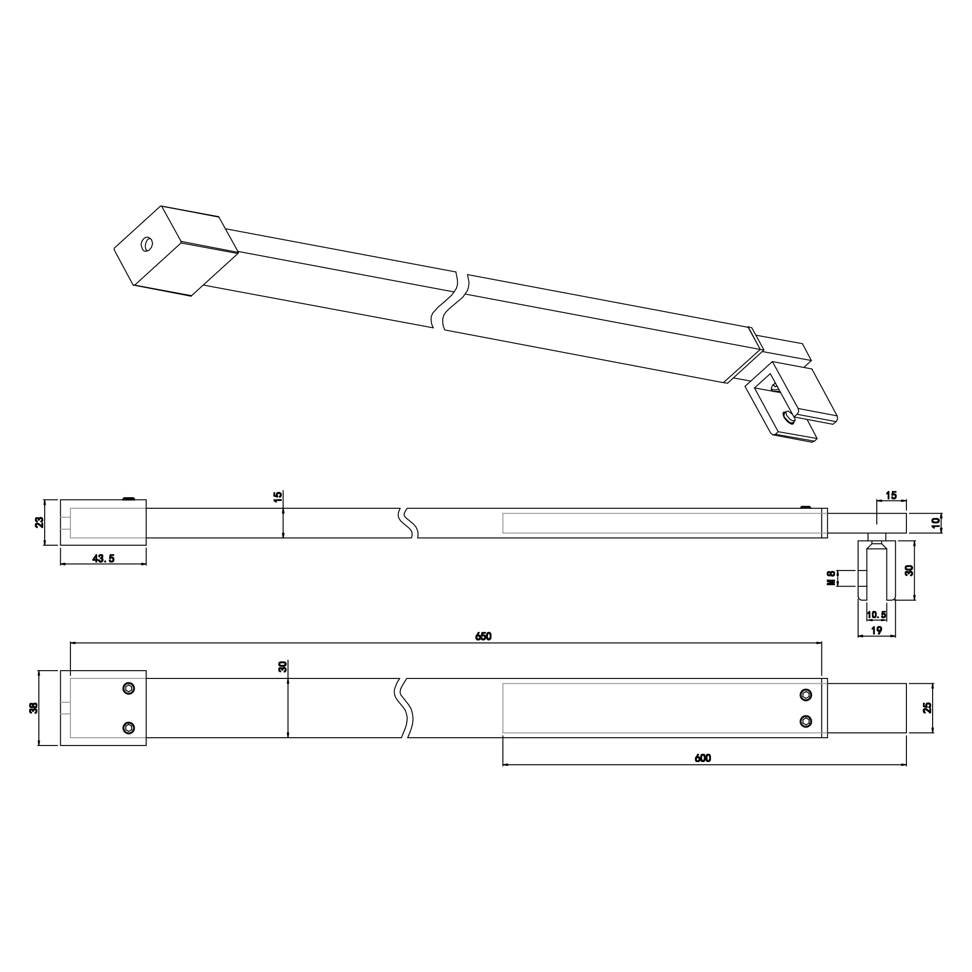 doporro-barre-de-stabilisation-noire-paroi-de-douche-verre-fixe image 7