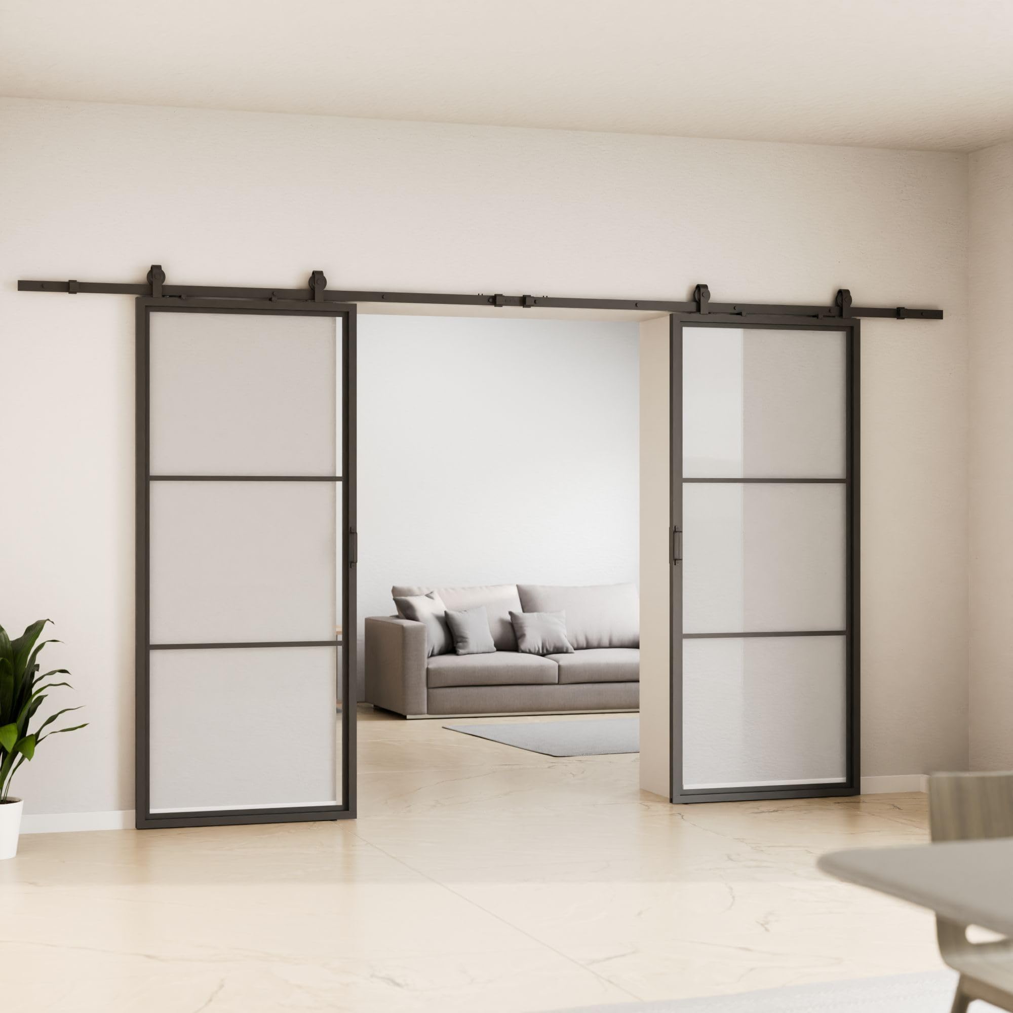 schulte-loft-porte-coulissante-verre-205x220-cm-noir-2-vantaux image 1