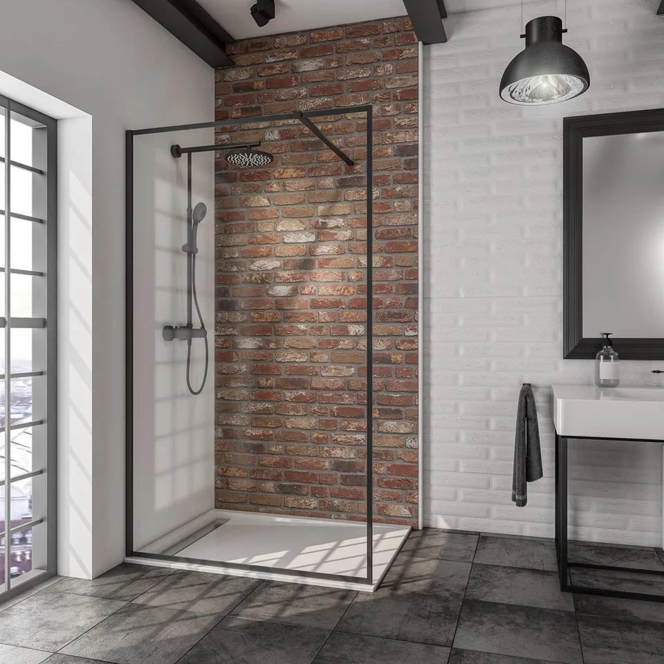 schulte-paroi-douche-l-italienne-100x200-cm-noir-cadre-verre-6-mm image 1