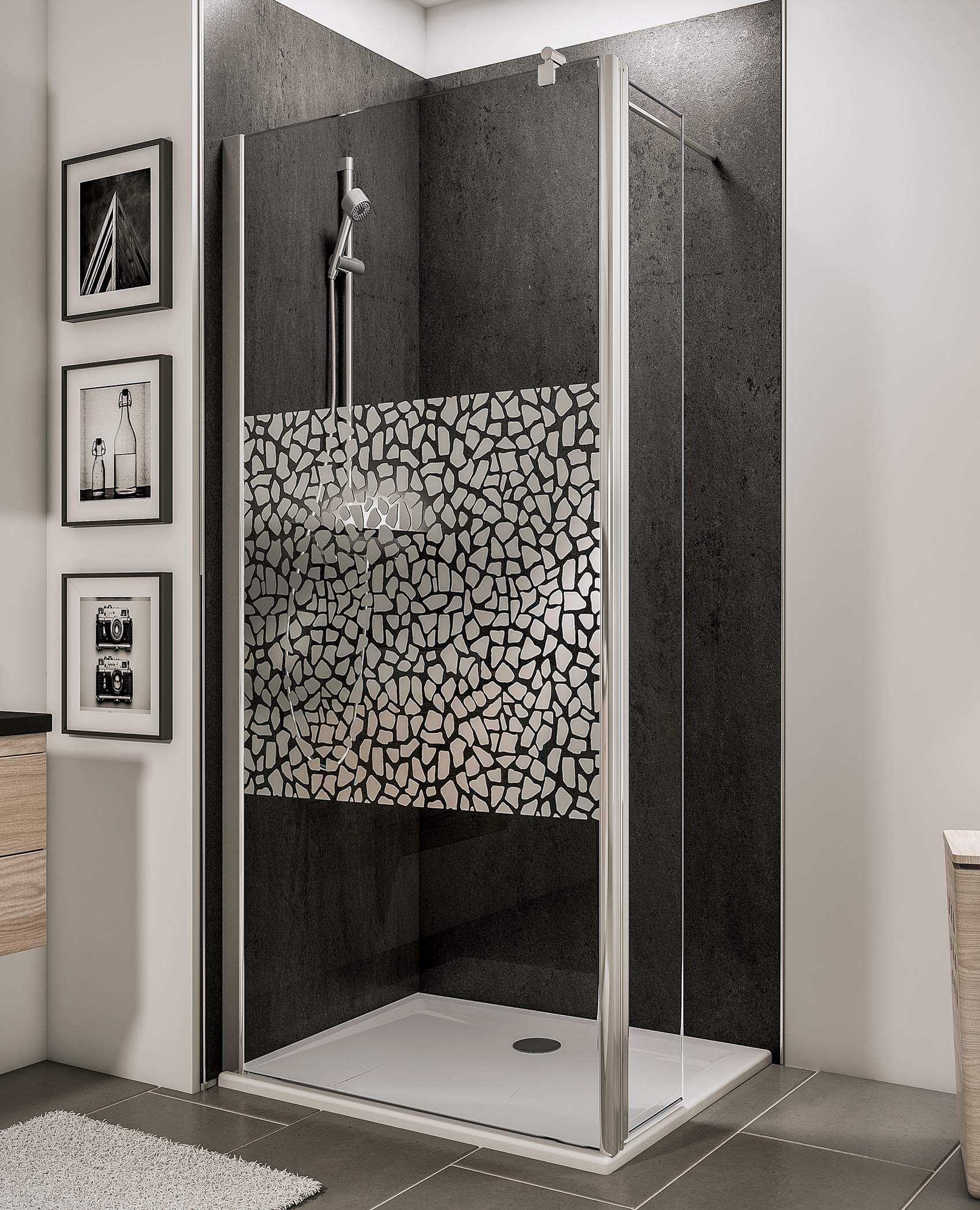 schulte-style-2-0-d369308-f-paroi-de-douche-100x30x190-cm-verre-galets image 1