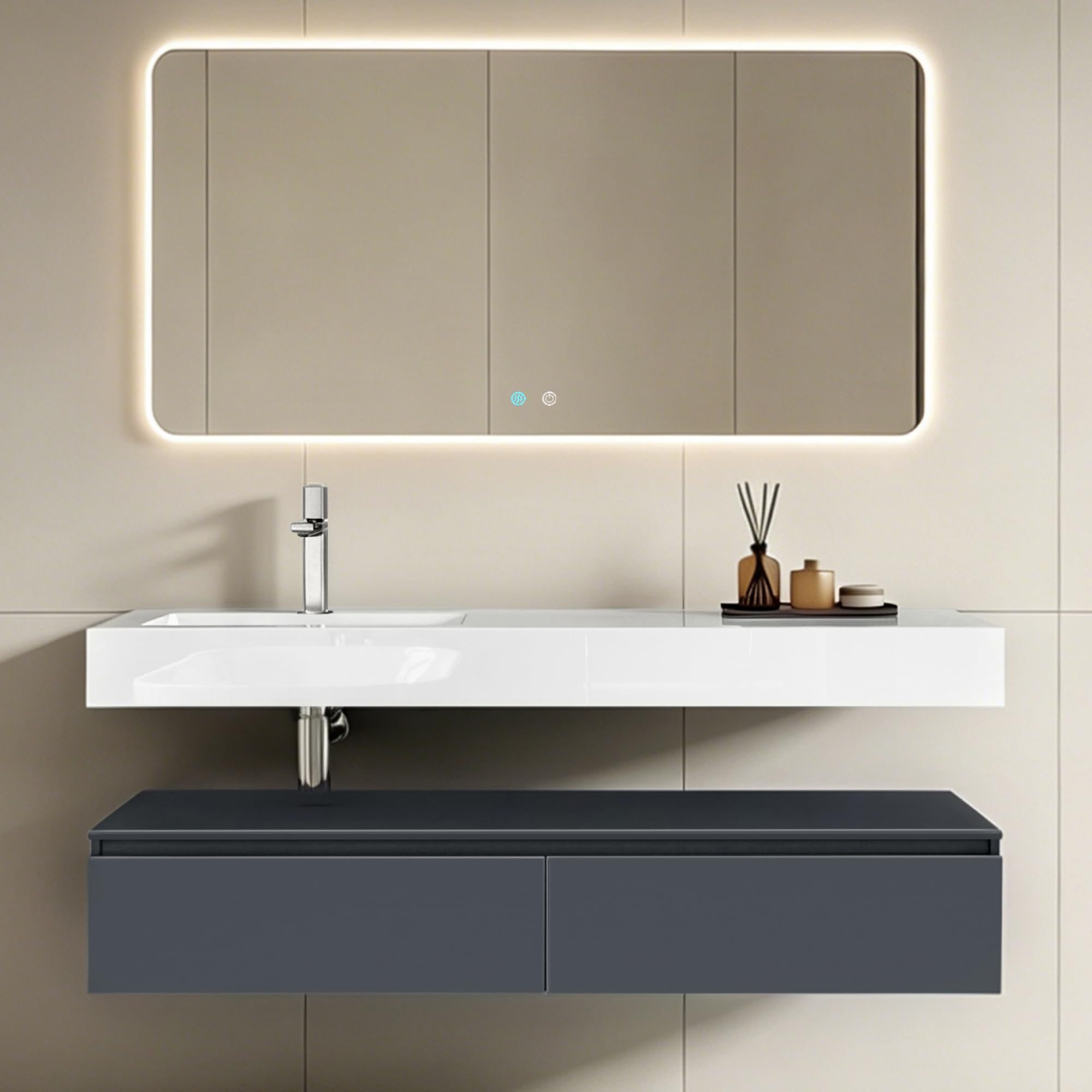 doporro-badm-bel-150cm-meuble-salle-de-bain-blanc-mat-avec-miroir image 1
