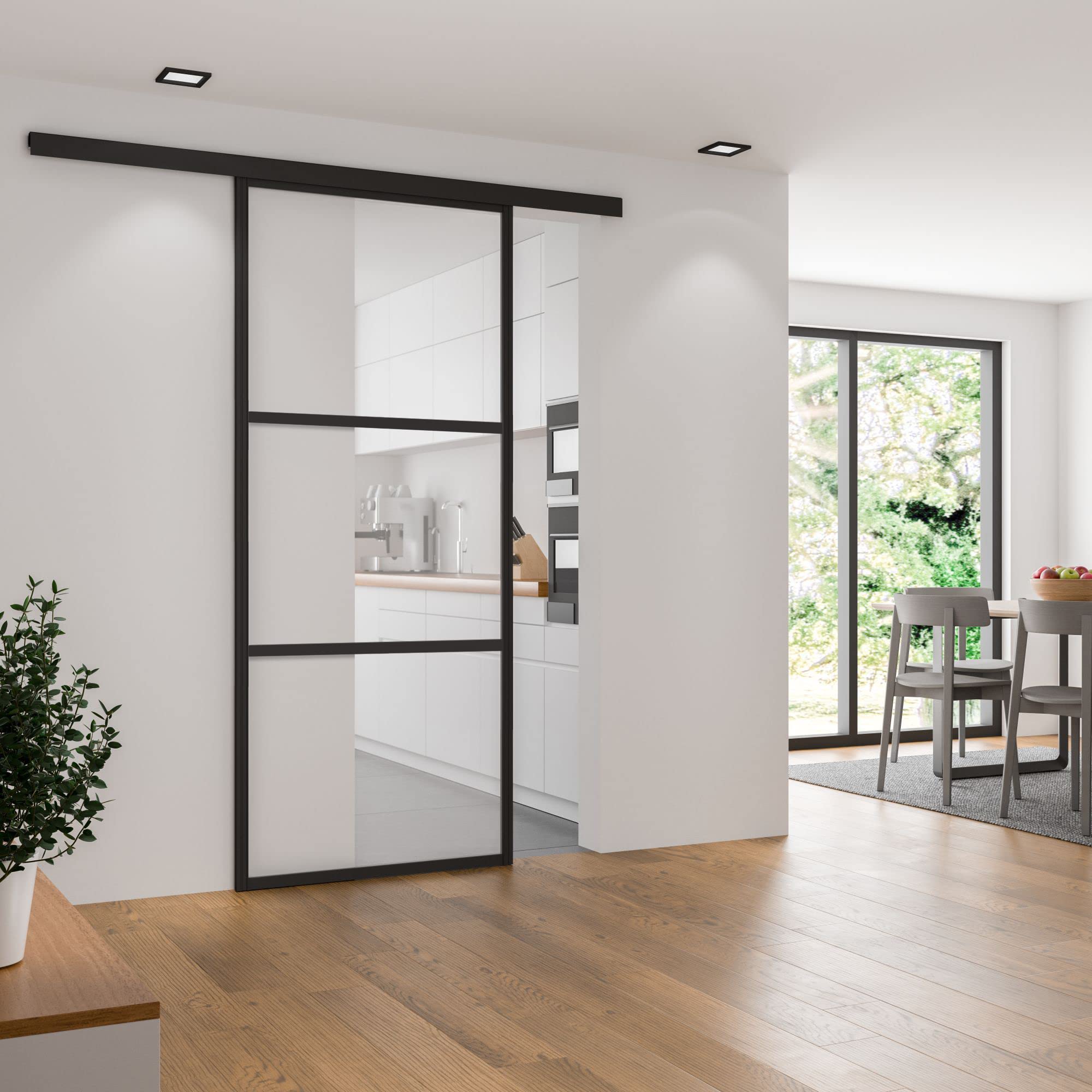 schulte-loft-porte-coulissante-int-rieure-203x75-cm-noir-verre-rail image 1