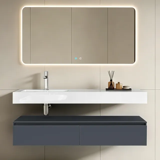 doporro-badm-bel-150cm-meuble-salle-de-bain-blanc-mat-avec-miroir image 1