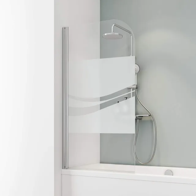 schulte-pare-baignoire-80x140-cm-profil-chrom-verre-transparent image 1