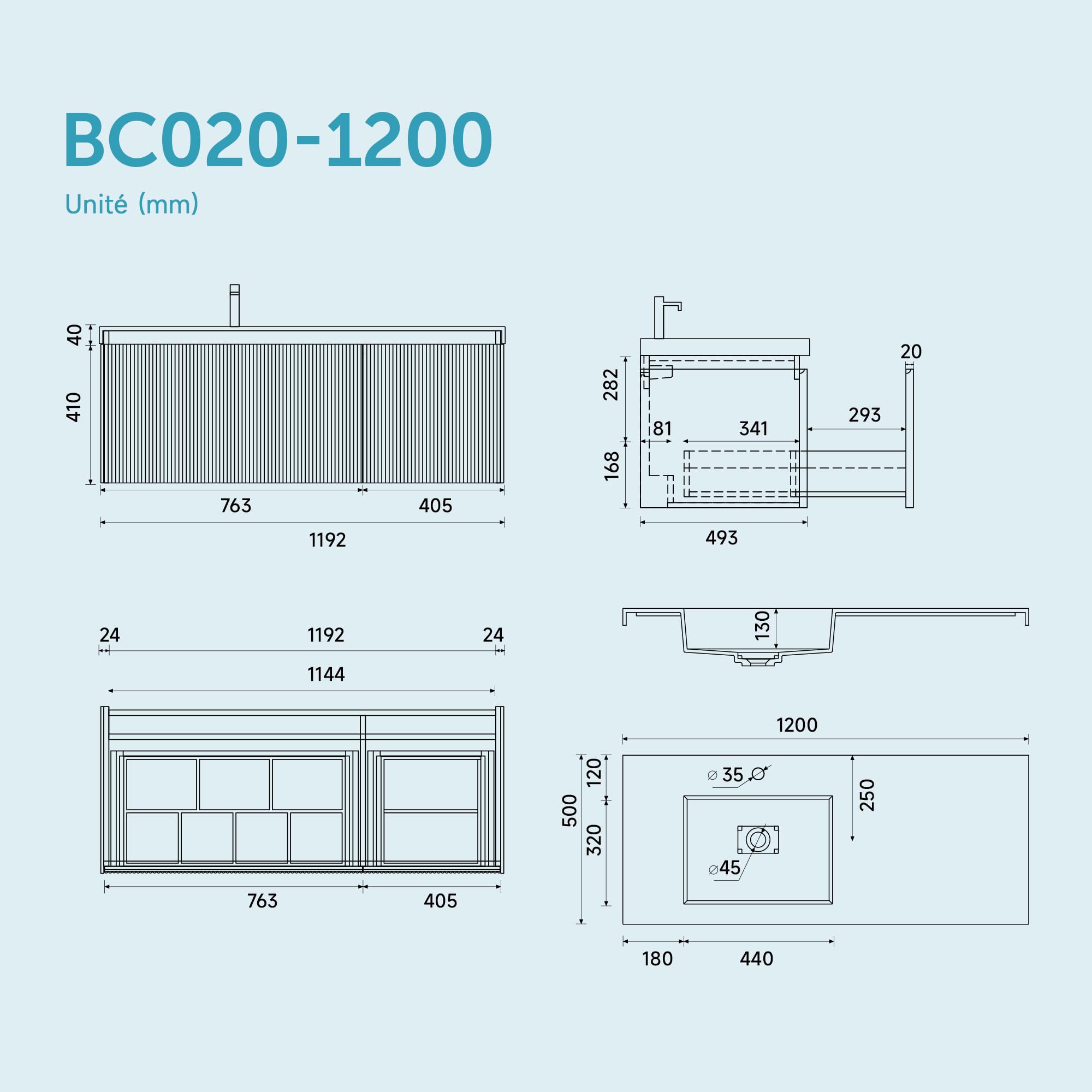 doporro-badm-bel-120cm-meuble-salle-de-bain-suspendu-blanc-avec-miroir image 2