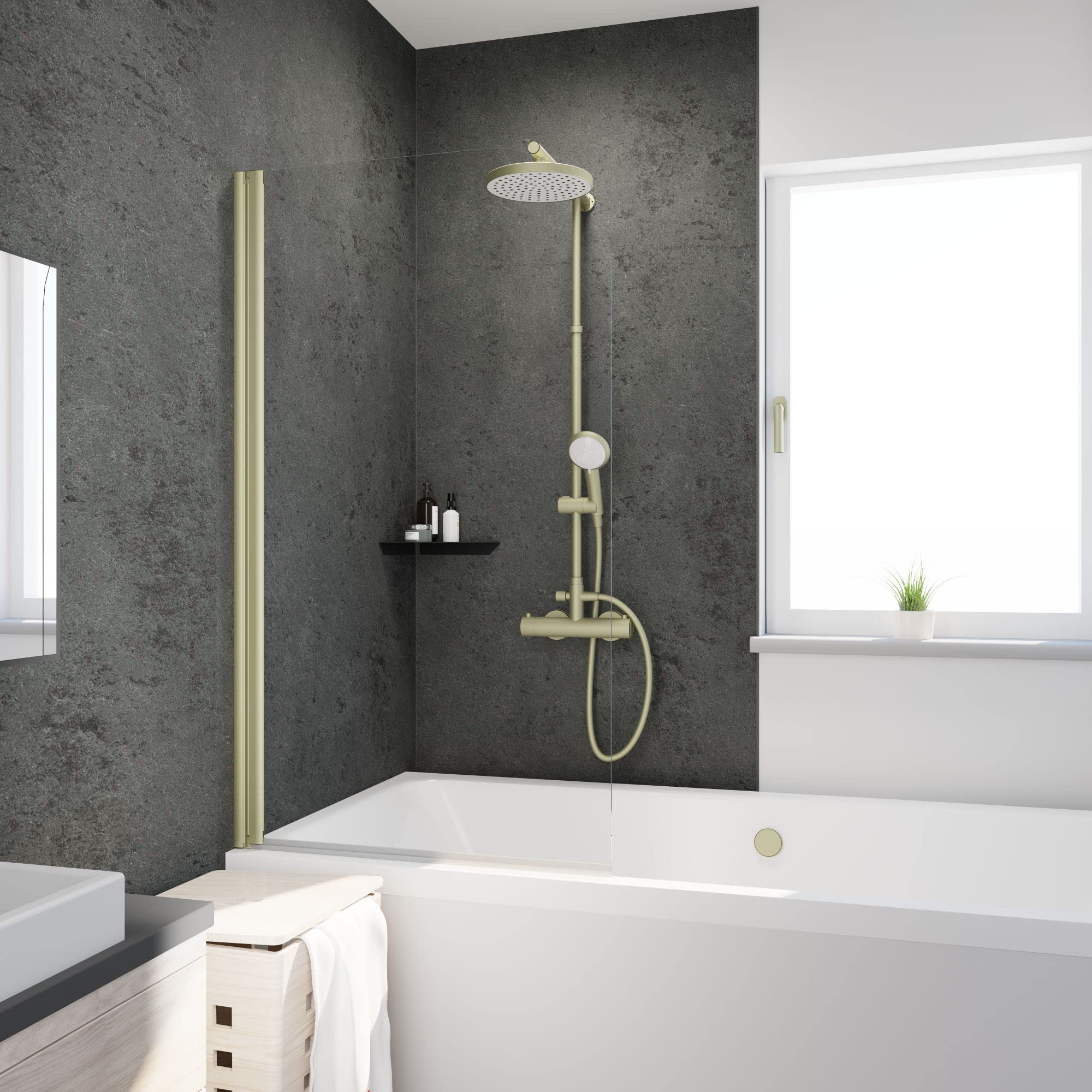 schulte-pare-baignoire-115x140cm-blanc-bandes-2-volets-3mm image 8