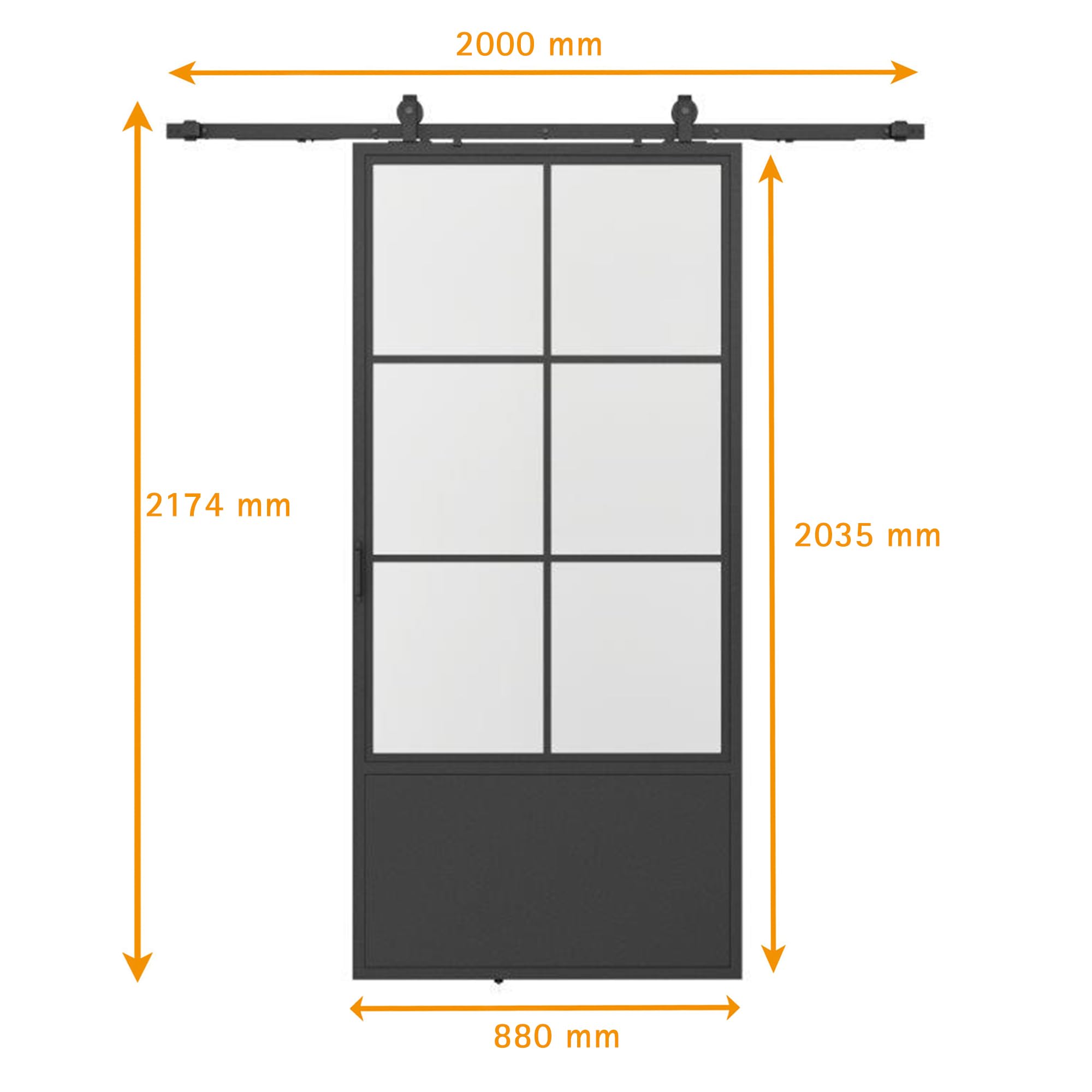 schulte-loft-porte-coulissante-verre-88x203-cm-noir-amortisseur image 2