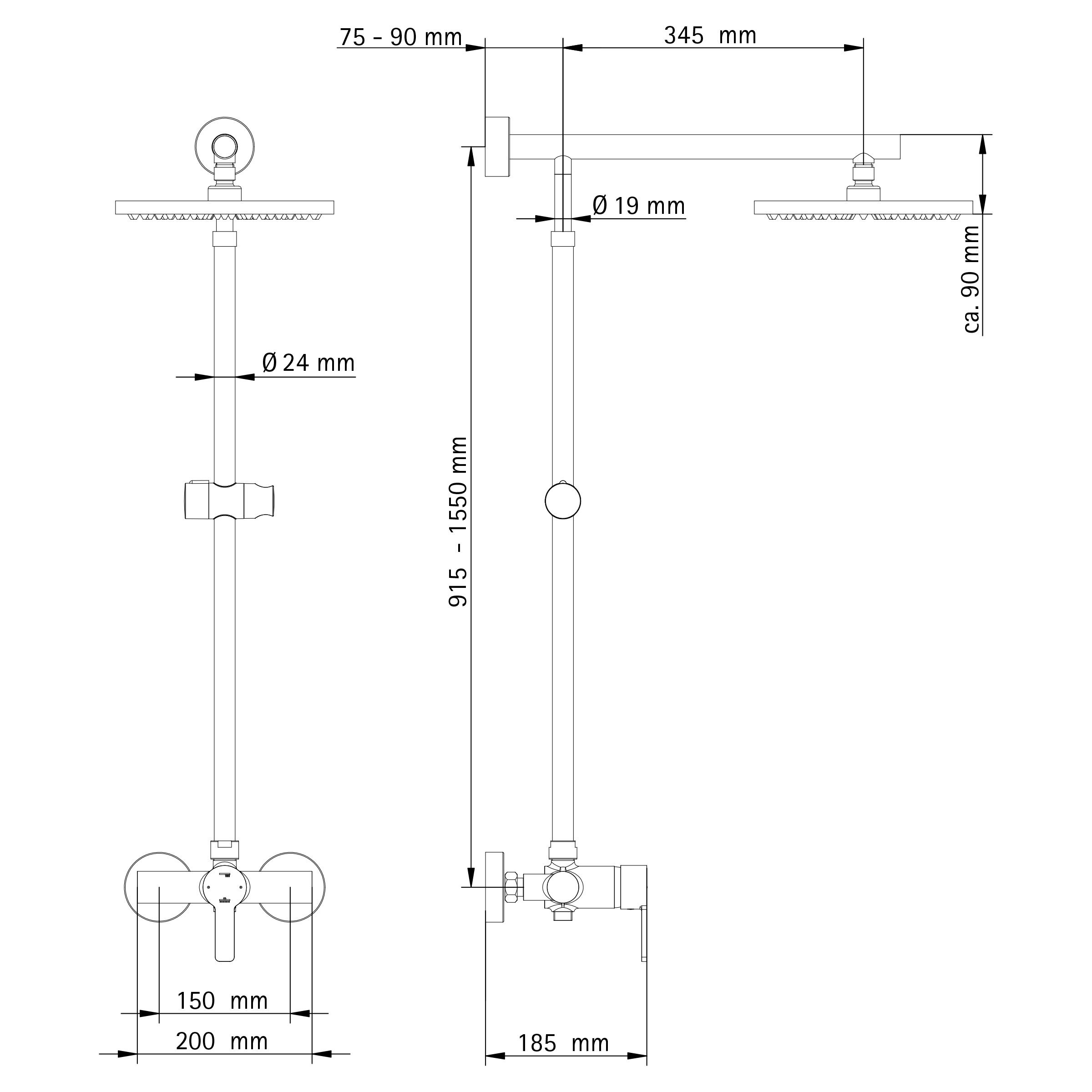 schulte-colonne-douche-152-cm-laiton-chrom-mitigeur-anticalcaire image 3