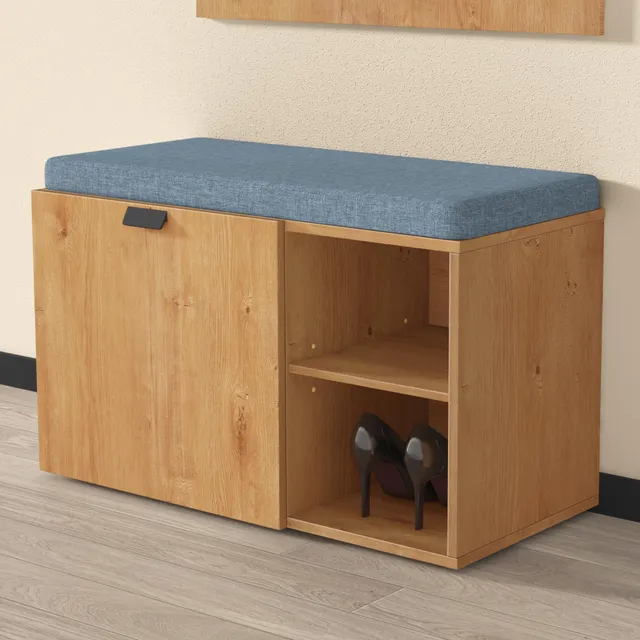 doporro-banc-chaussures-bois-marron-clair-80-cm-avec-assise image 1