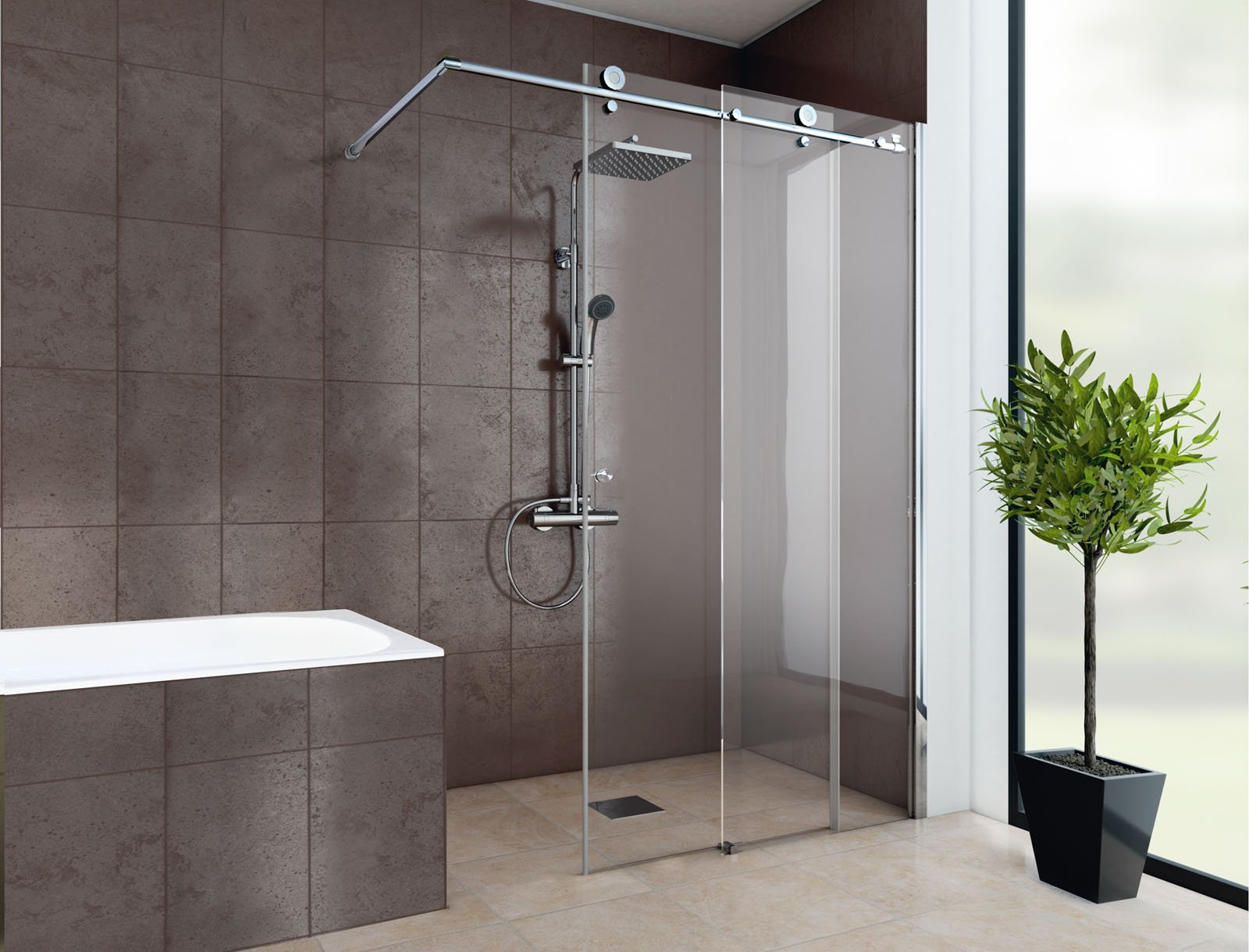 schulte-parois-douche-italienne-120x200-cm-chrom-verre-8-mm image 2