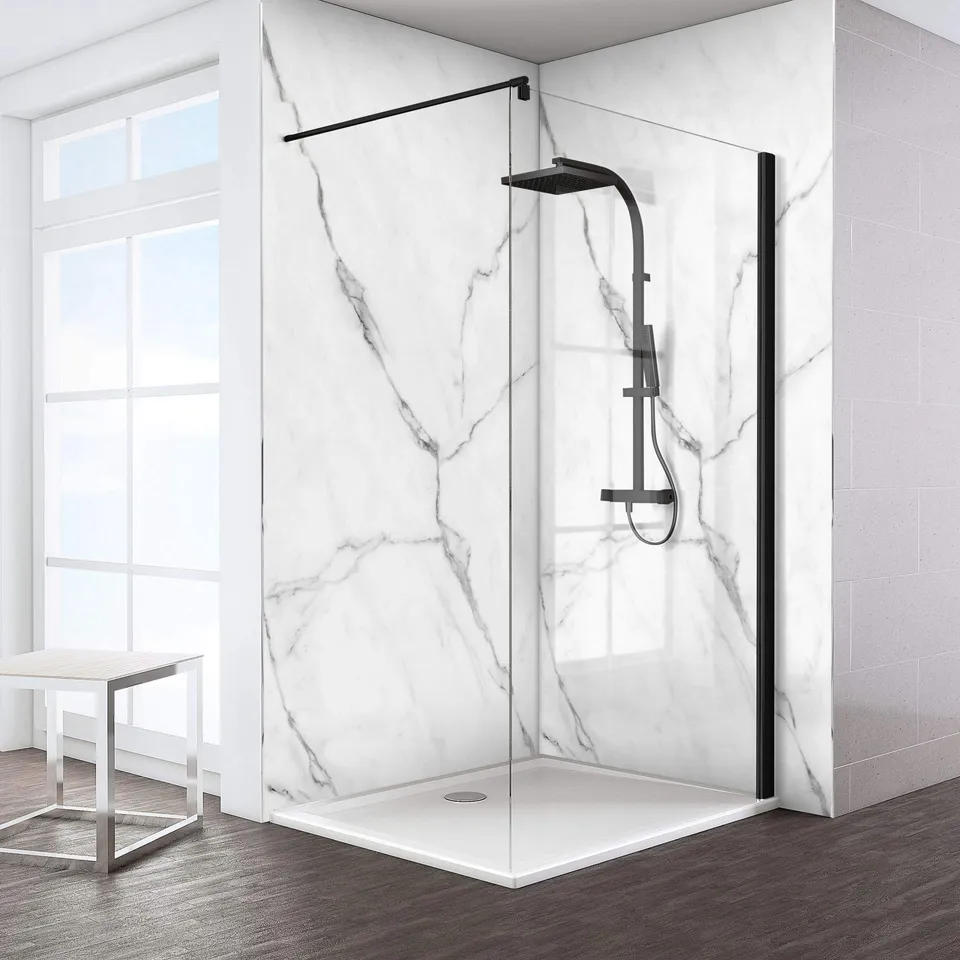 schulte-d6691100-f-paroi-de-douche-fixe-noire-100x200-cm image 1