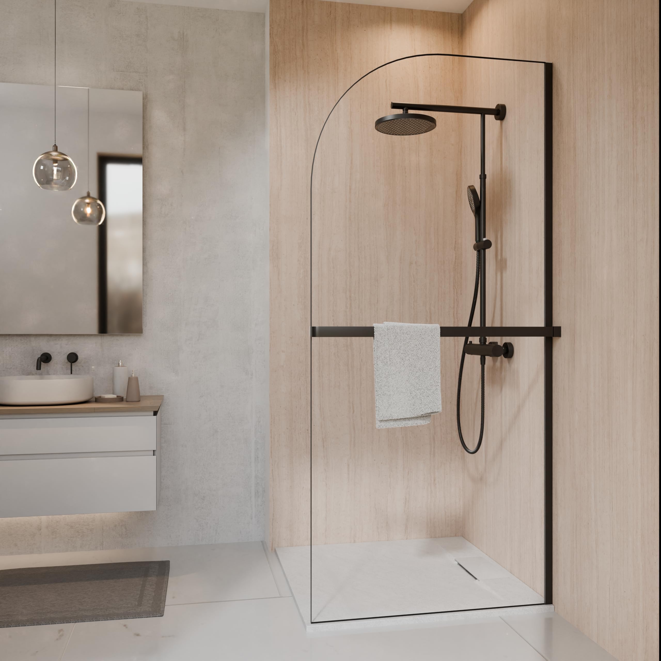 schulte-douche-90x200-cm-paroi-italienne-noir-mat-serviette image 1