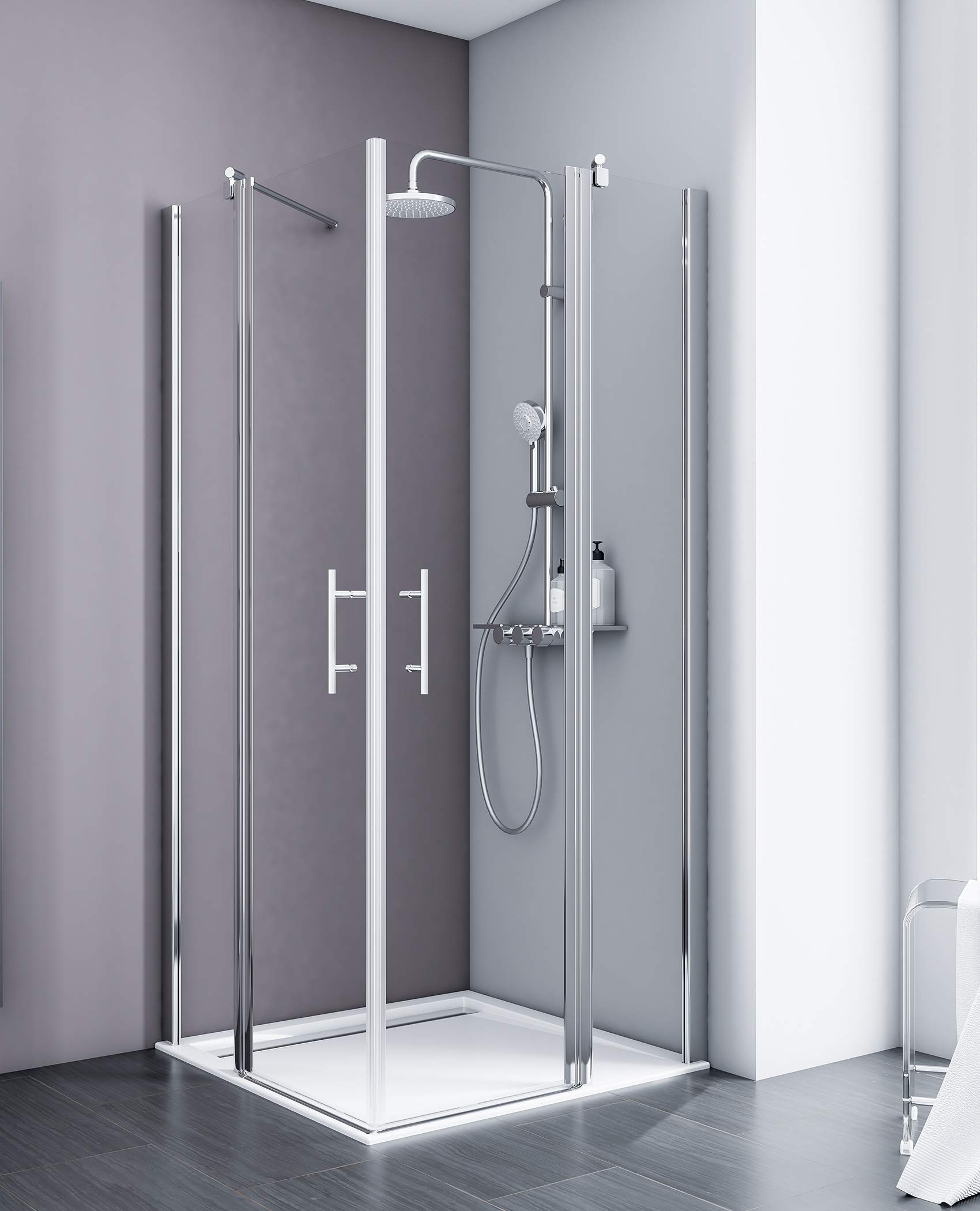 schulte-acces-d-angle-90x90x192-paroi-douche-2-portes-verre-clair image 1