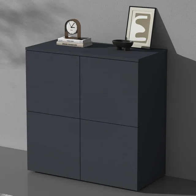 doporro-buffet-commode-76-cm-4-portes-gris-noir-ch-ne-gr-ge image 1