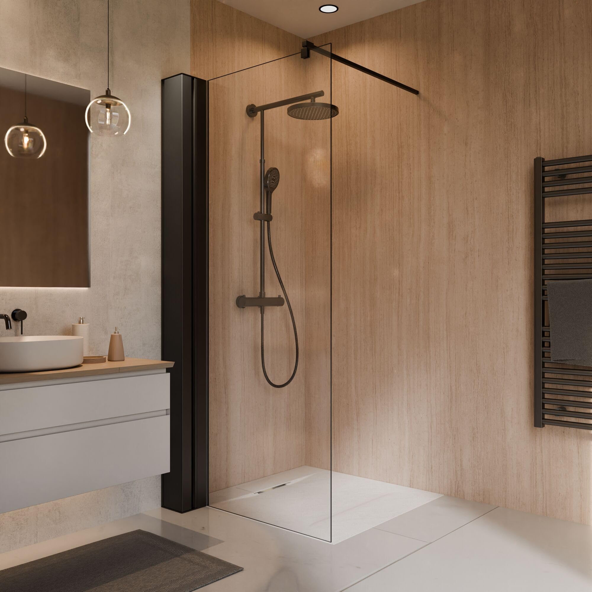 schulte-paroi-de-douche-italienne-90x200-cm-noir-verre-fixations image 1