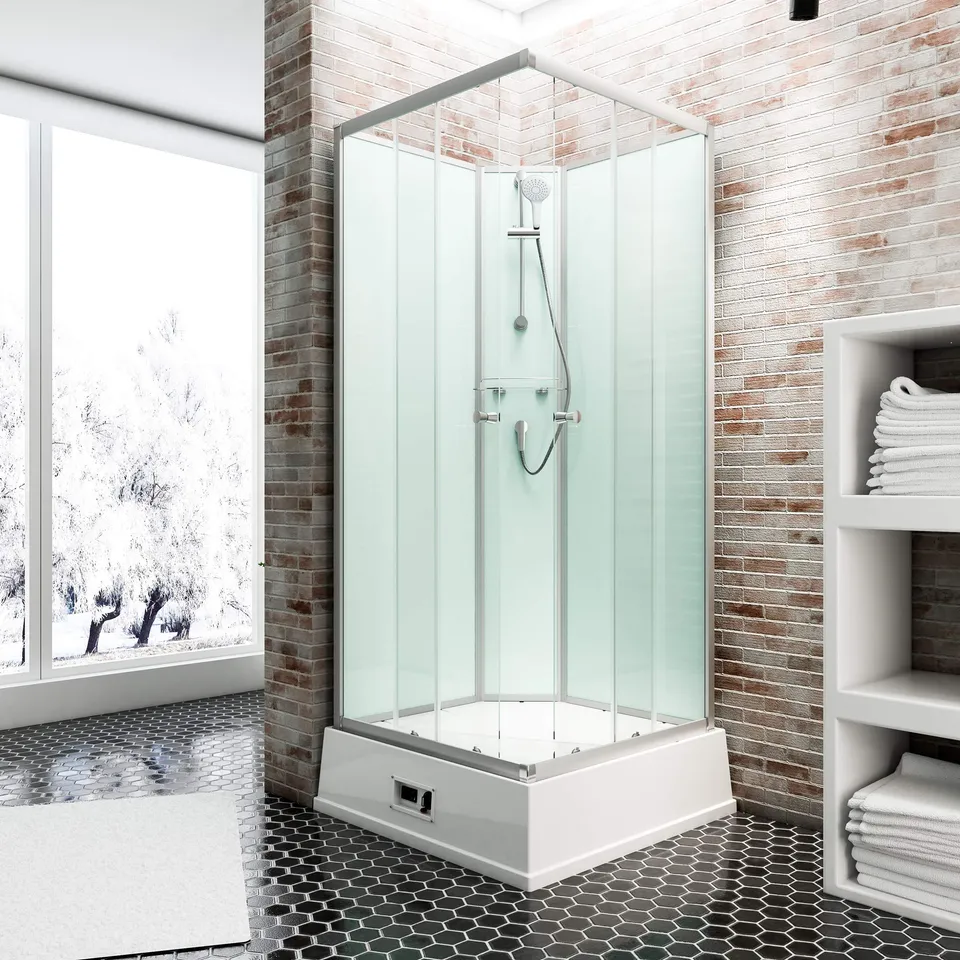 schulte-cabine-de-douche-int-grale-94x110x215-cm-alu-coulissante image 1