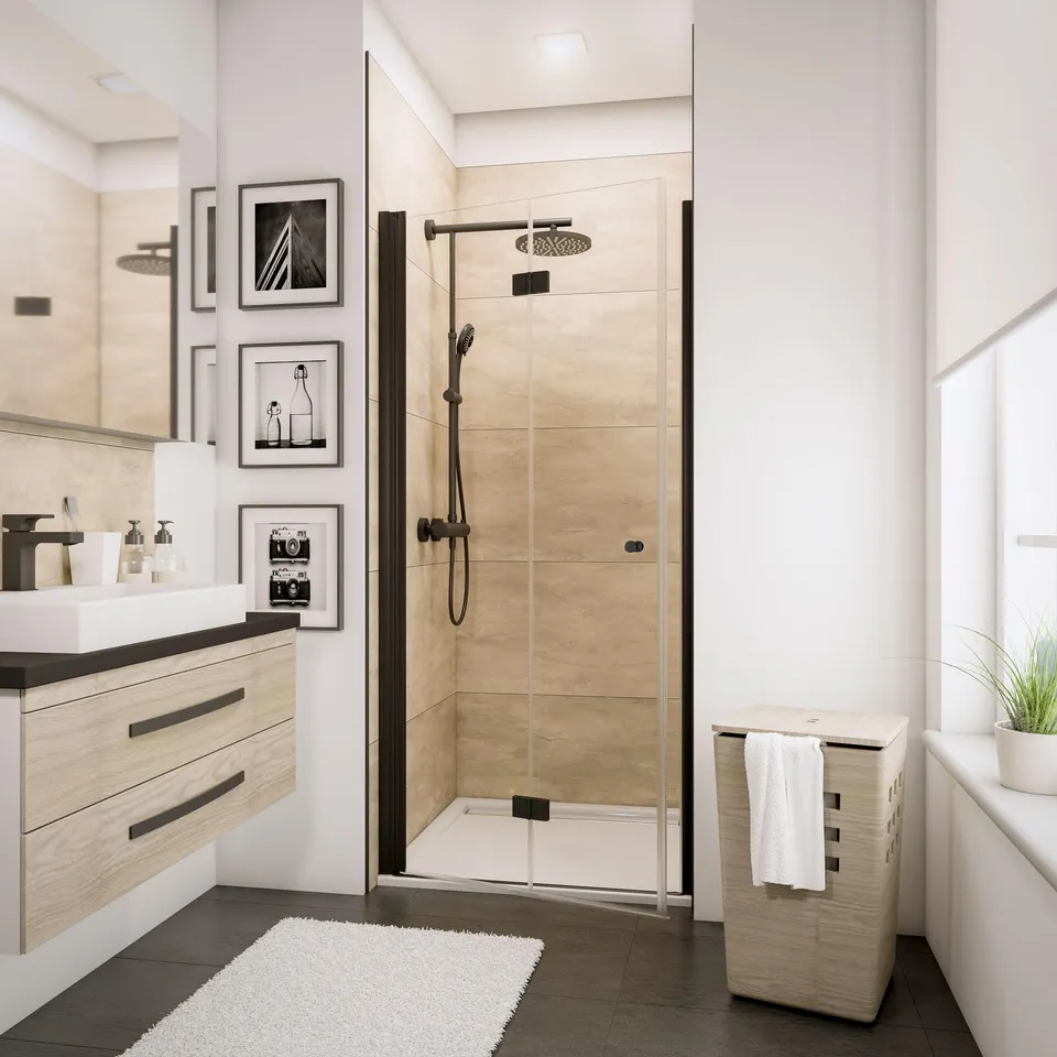 schulte-d326806-f-porte-de-douche-pliante-noire-90x192-cm image 1