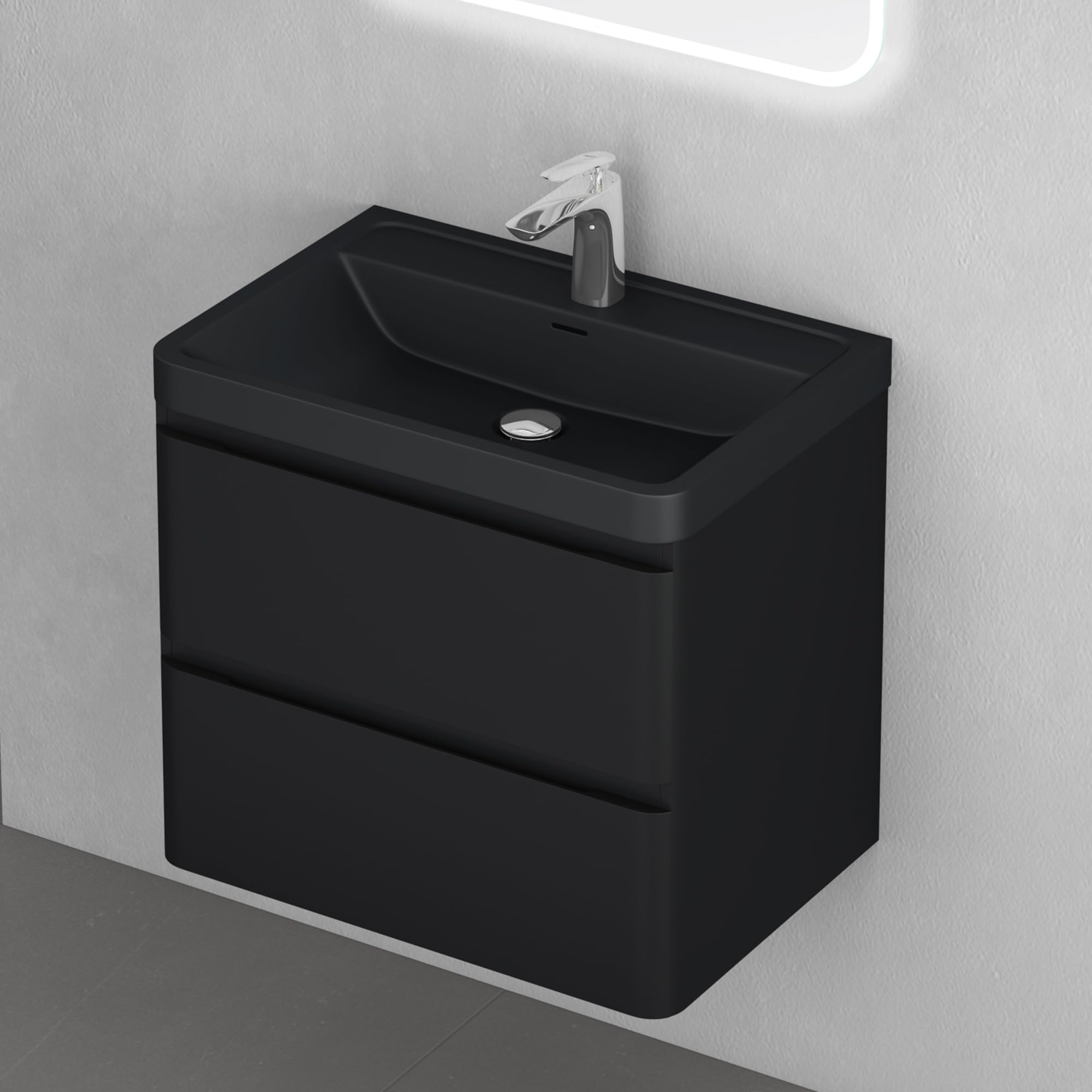 doporro-meuble-salle-de-bain-suspendu-90-cm-noir-mat-3-pi-ces-2 image 2