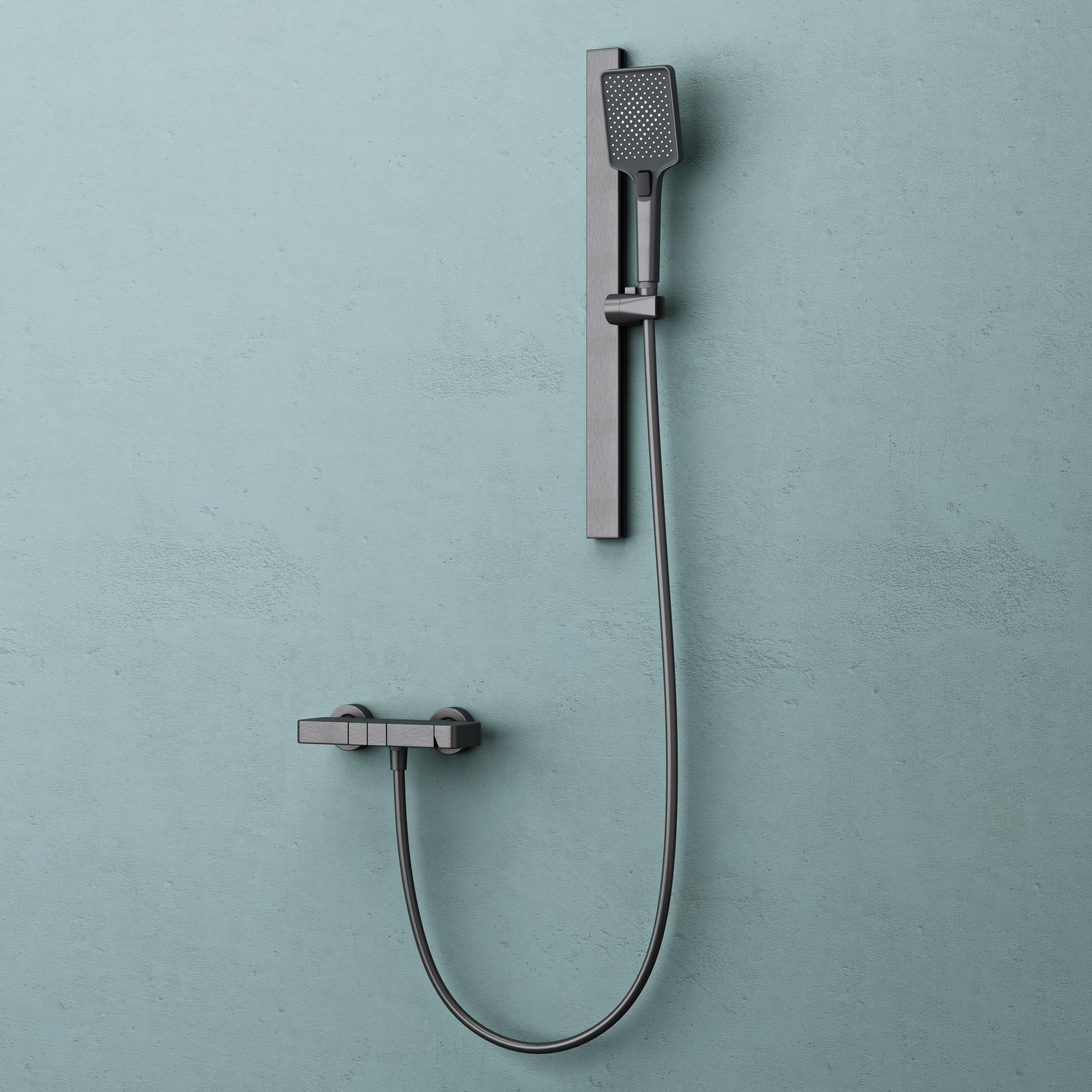doporro-colonne-de-douche-grise-douchette-3-jets-tablette image 1