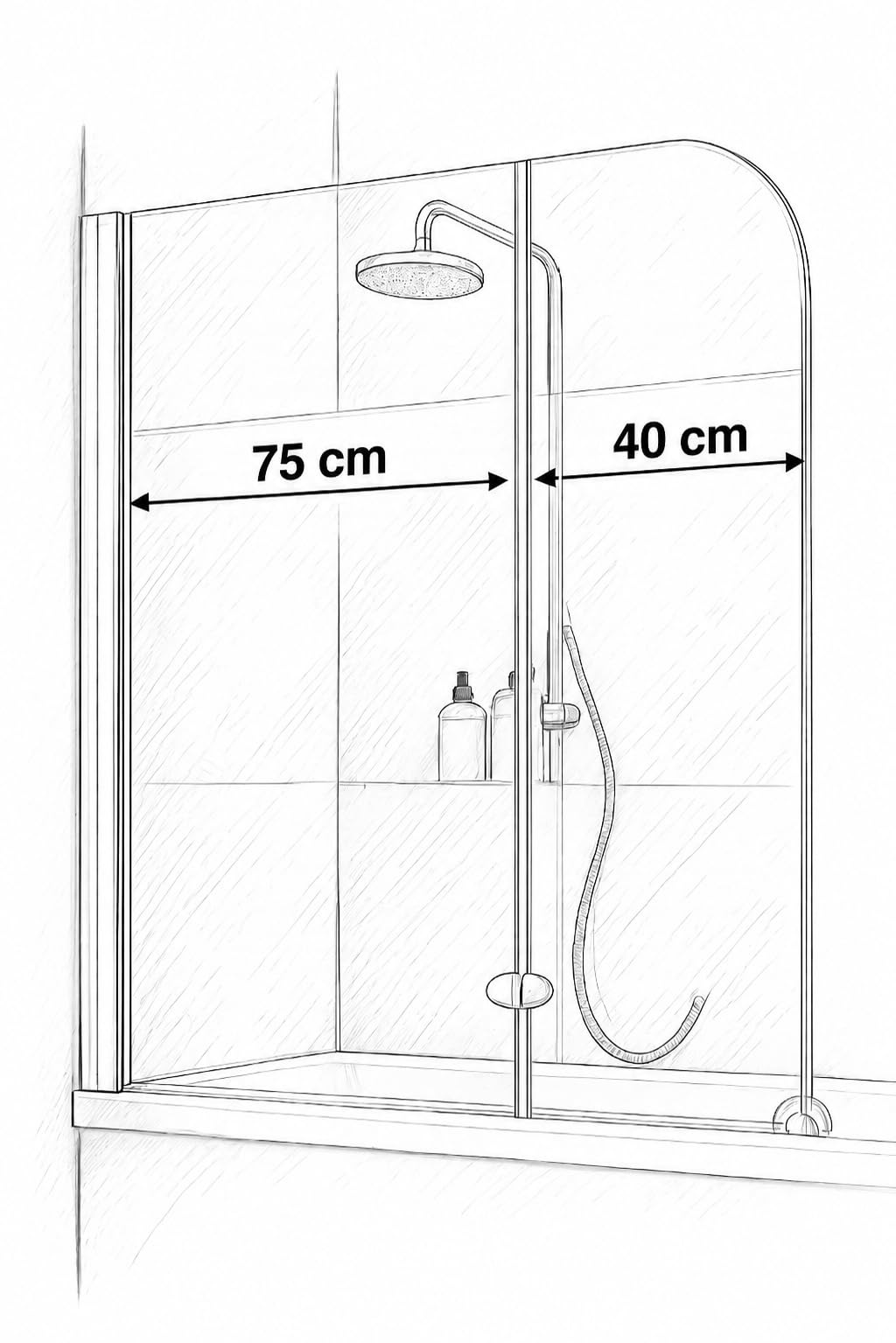 schulte-pare-baignoire-115x140cm-blanc-bandes-2-volets-3mm image 3