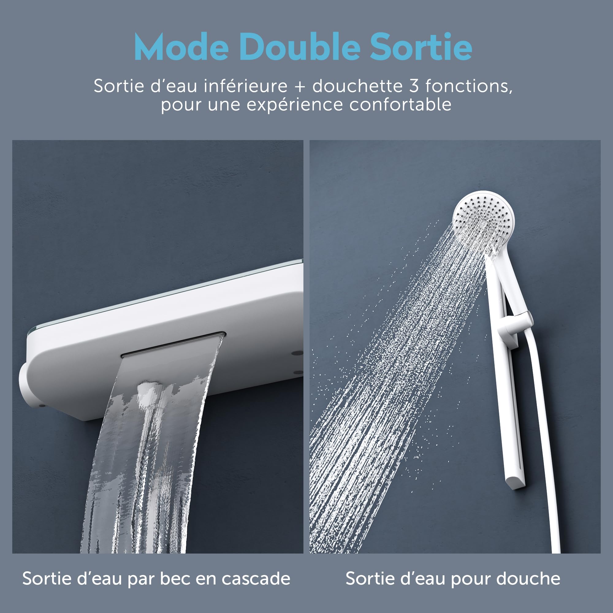doporro-colonne-de-douche-thermostatique-blanc-mat-avec-tablette image 3
