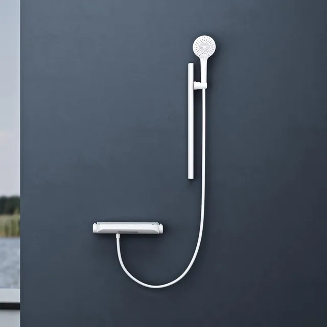 doporro-colonne-de-douche-thermostatique-blanc-mat-avec-tablette image 1