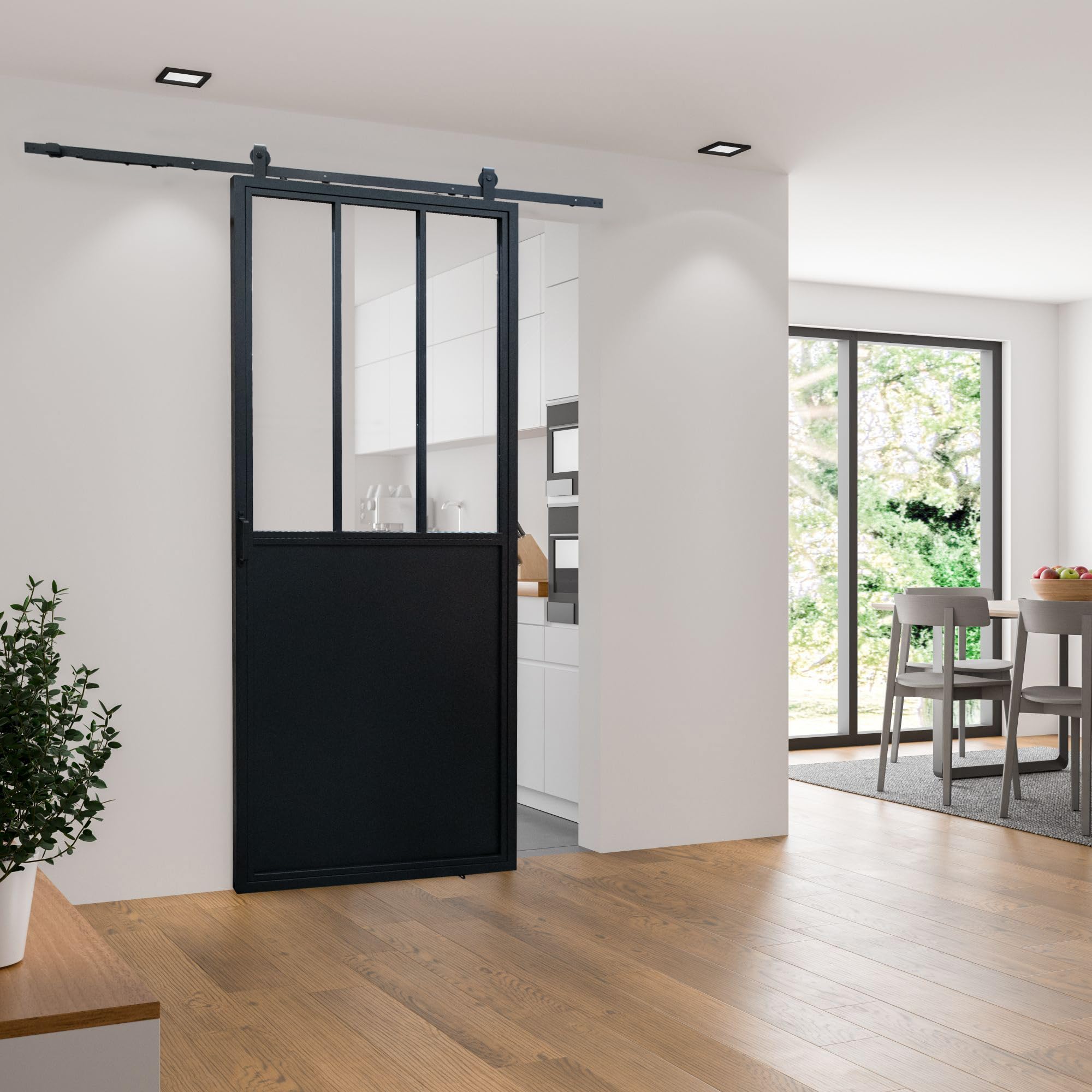 schulte-porte-coulissante-verre-90x215-cm-noir-double-softclose image 1