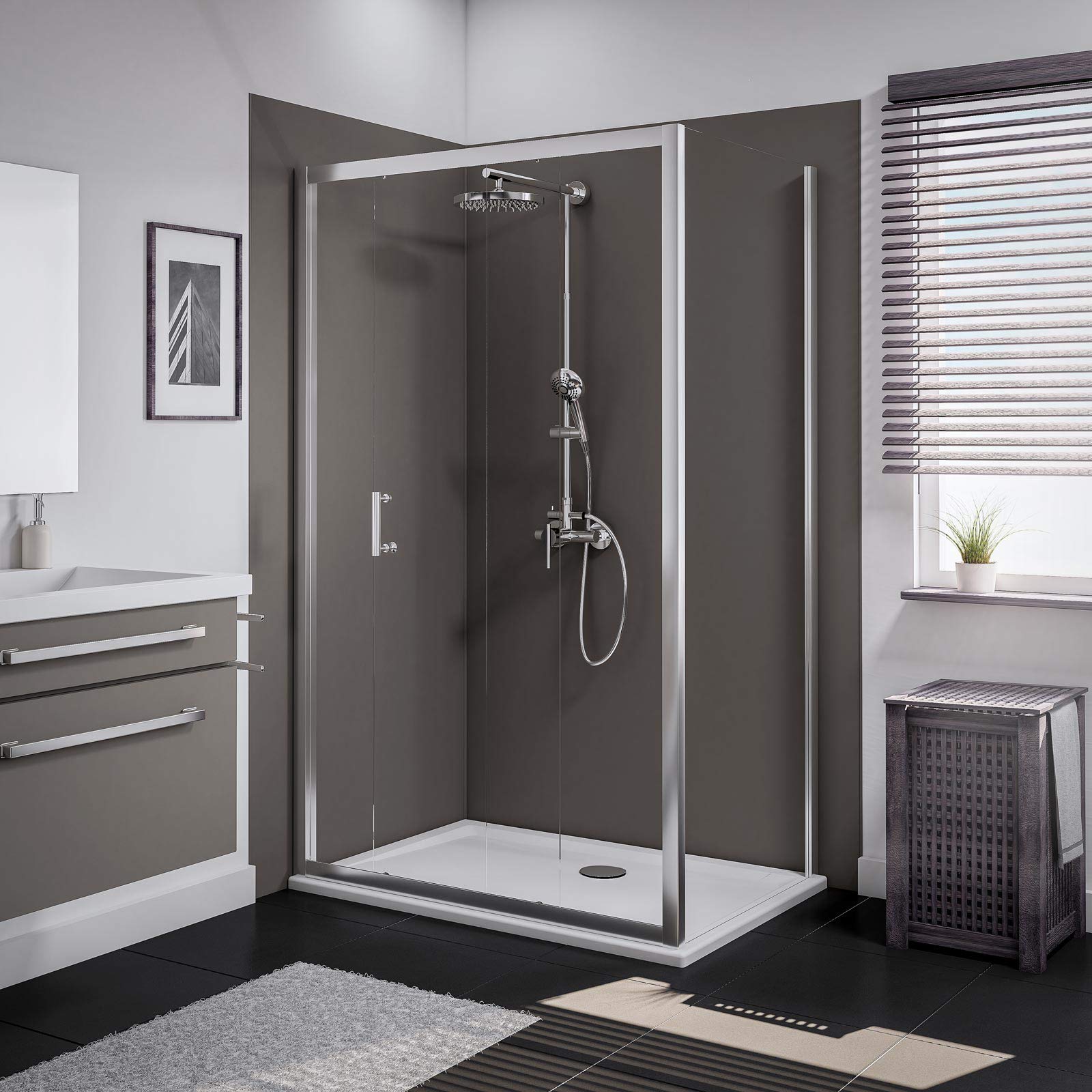 schulte-sunny-porte-de-douche-coulissante-120x90-cm-verre-transparent image 1