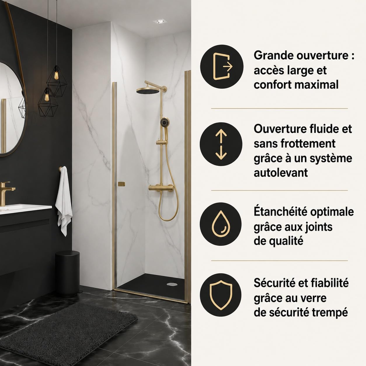 schulte-douche-100x192-cm-porte-pivotante-niche-or-mat image 2