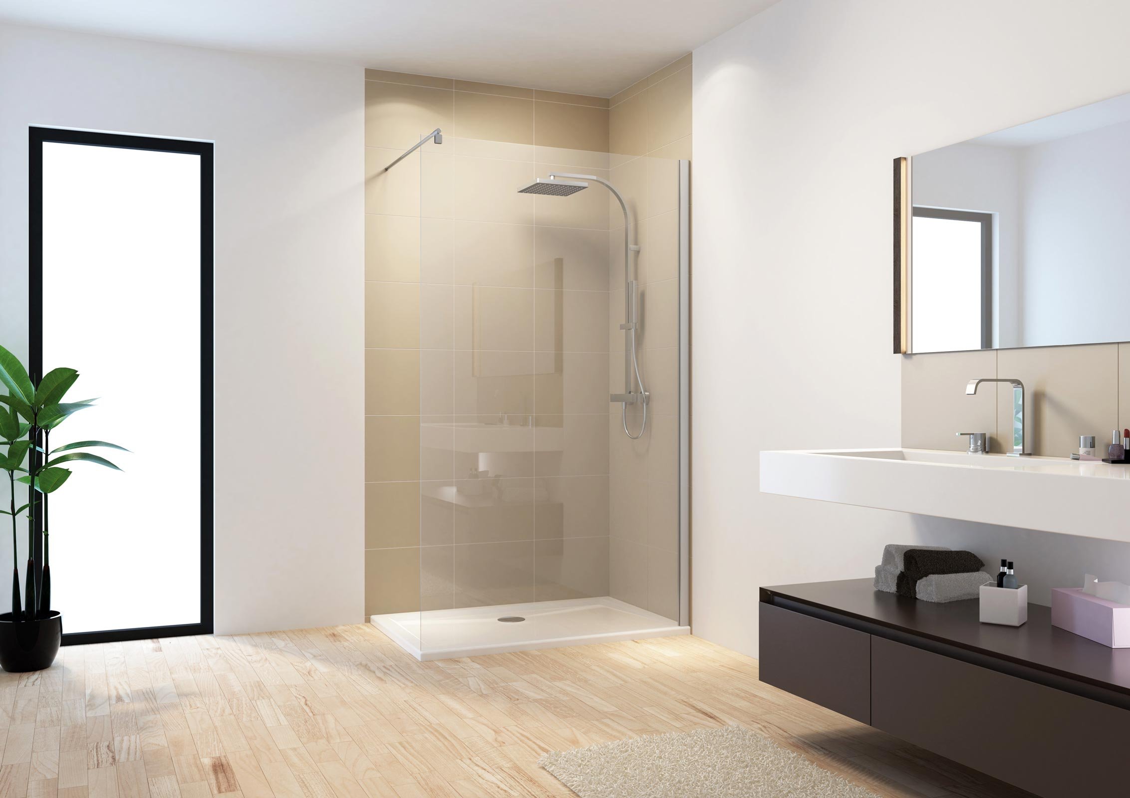 schulte-paroi-douche-italienne-140x200-chrom-6-mm-walk-in image 1