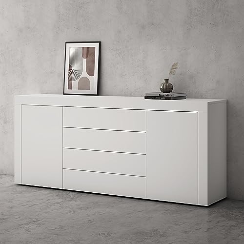 doporro-schrank03-buffet-blanc-mat-167cm-2-portes-4-tiroirs image 7