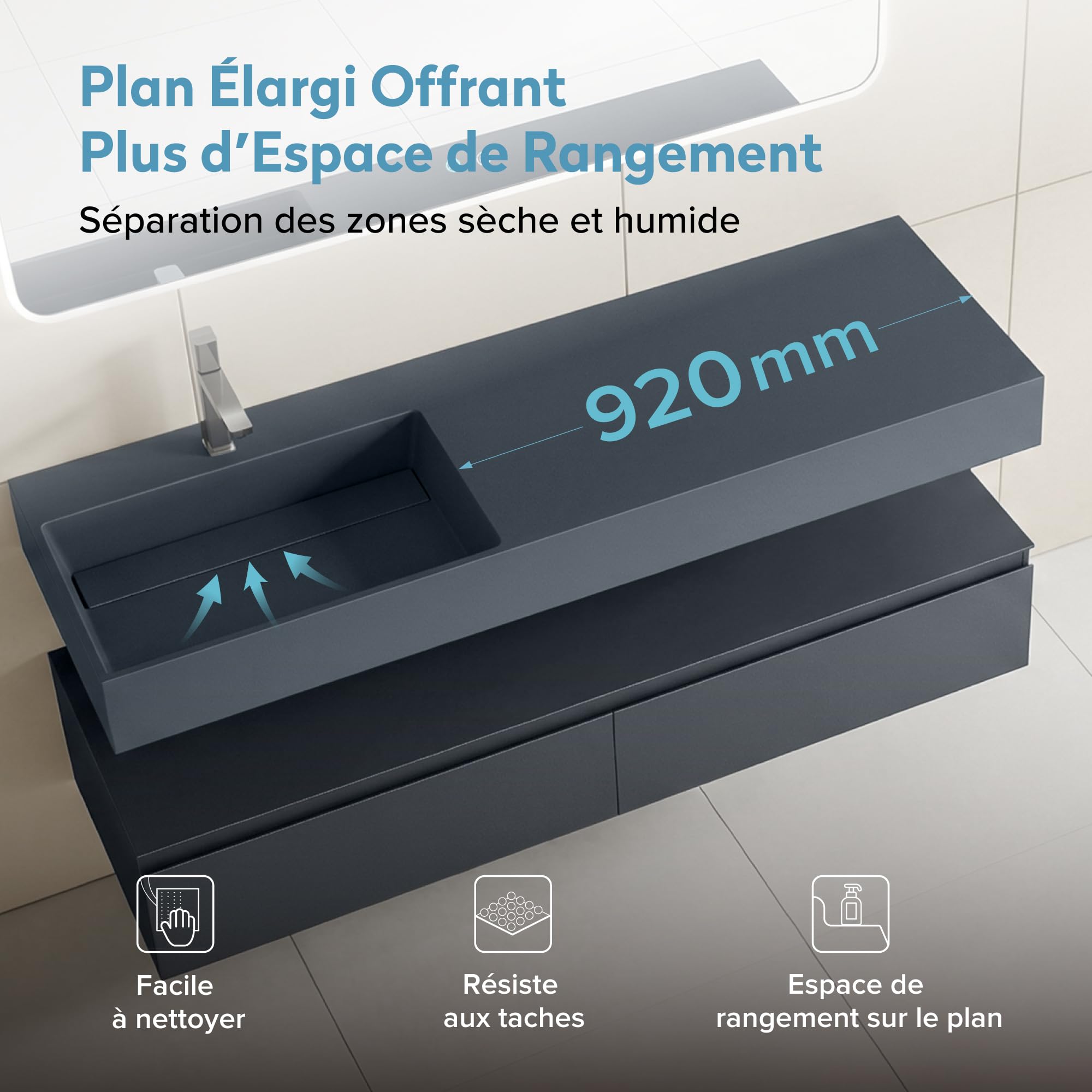 doporro-badm-bel-150cm-meuble-salle-de-bain-gris-noir-mat-avec-miroir image 3