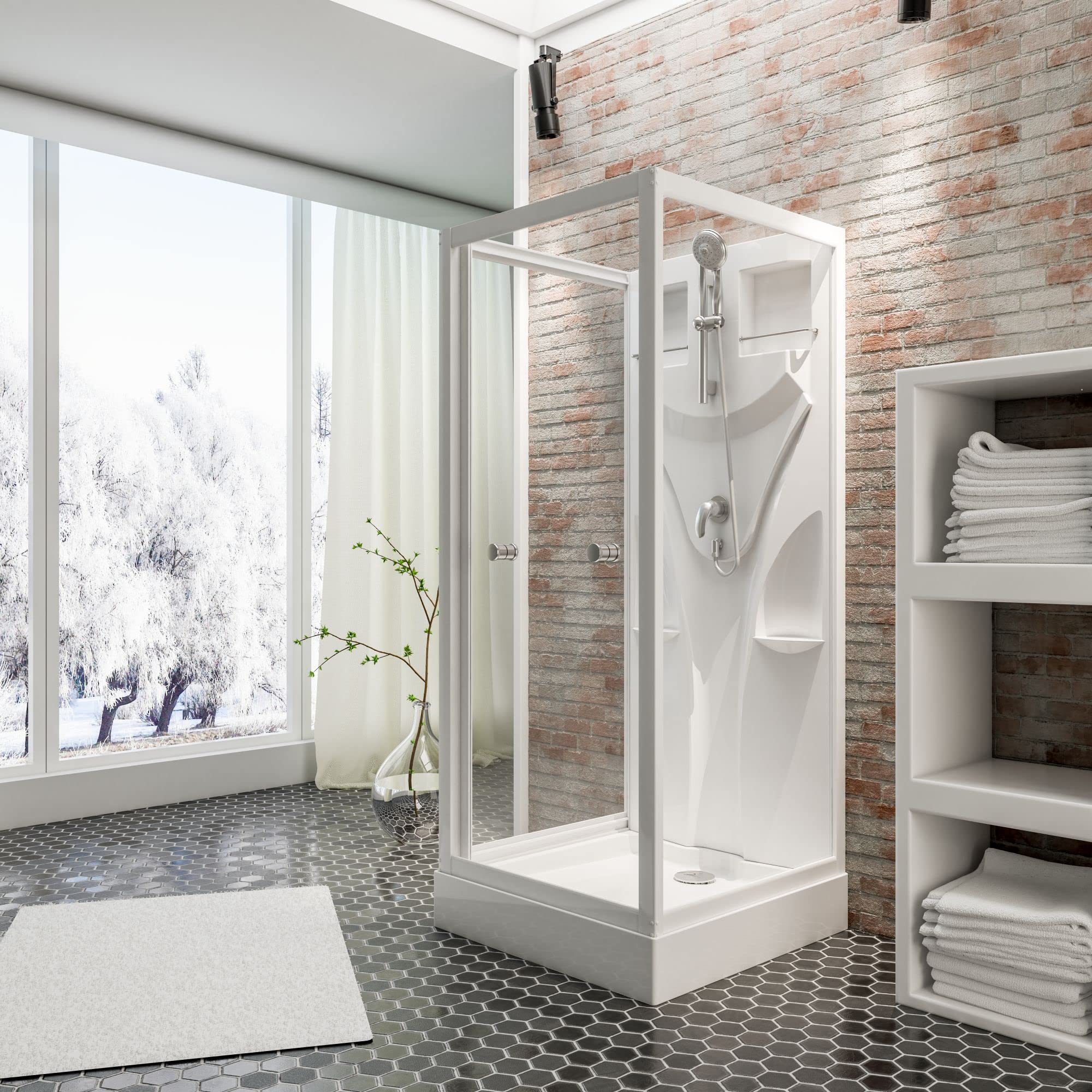 schulte-cabine-80x80x190-cm-cabine-de-douche-blanche-porte-coulissante image 1