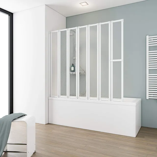 schulte-pare-baignoire-komfort-blanc-alpin-sur-mesure-7-volets image 1