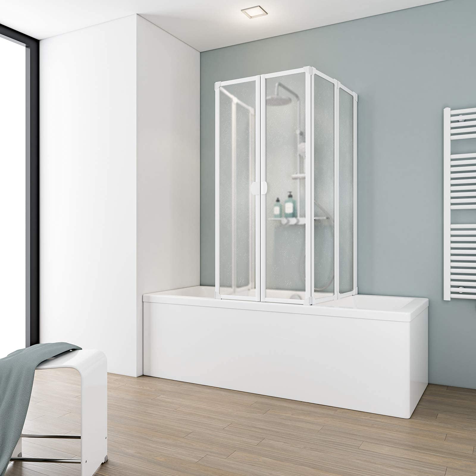 schulte-pare-baignoires-2-volets-104x140-blanc-transparent image 1