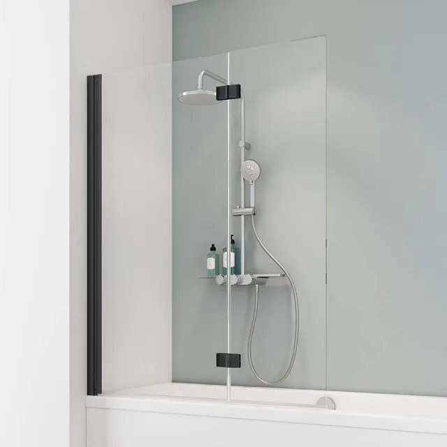 schulte-pare-baignoire-2-volets-103x130-cm-noir-verre-5mm image 1