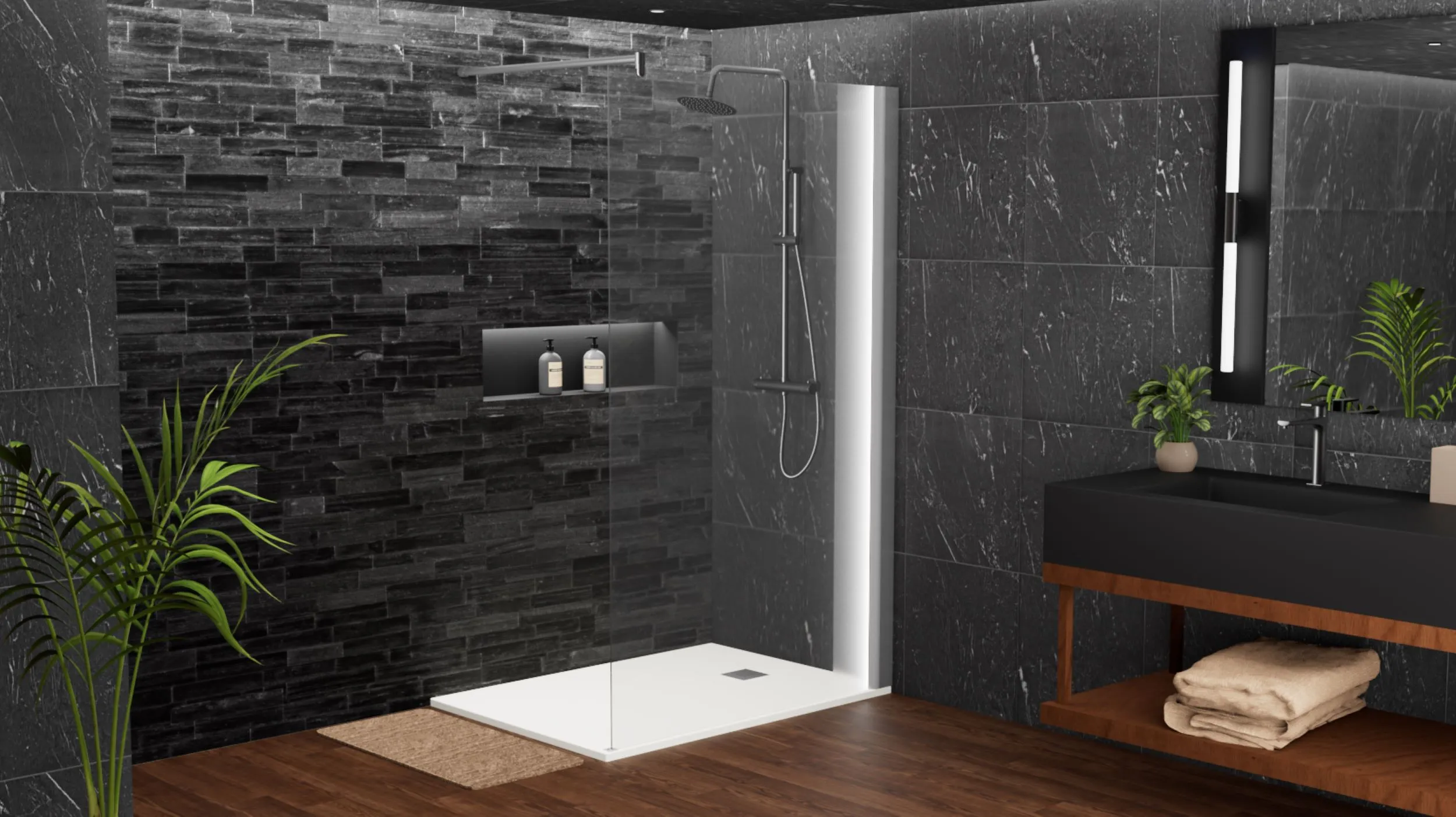 krone-led-paroi-de-douche-verre-tremp-bande-bleue image 1