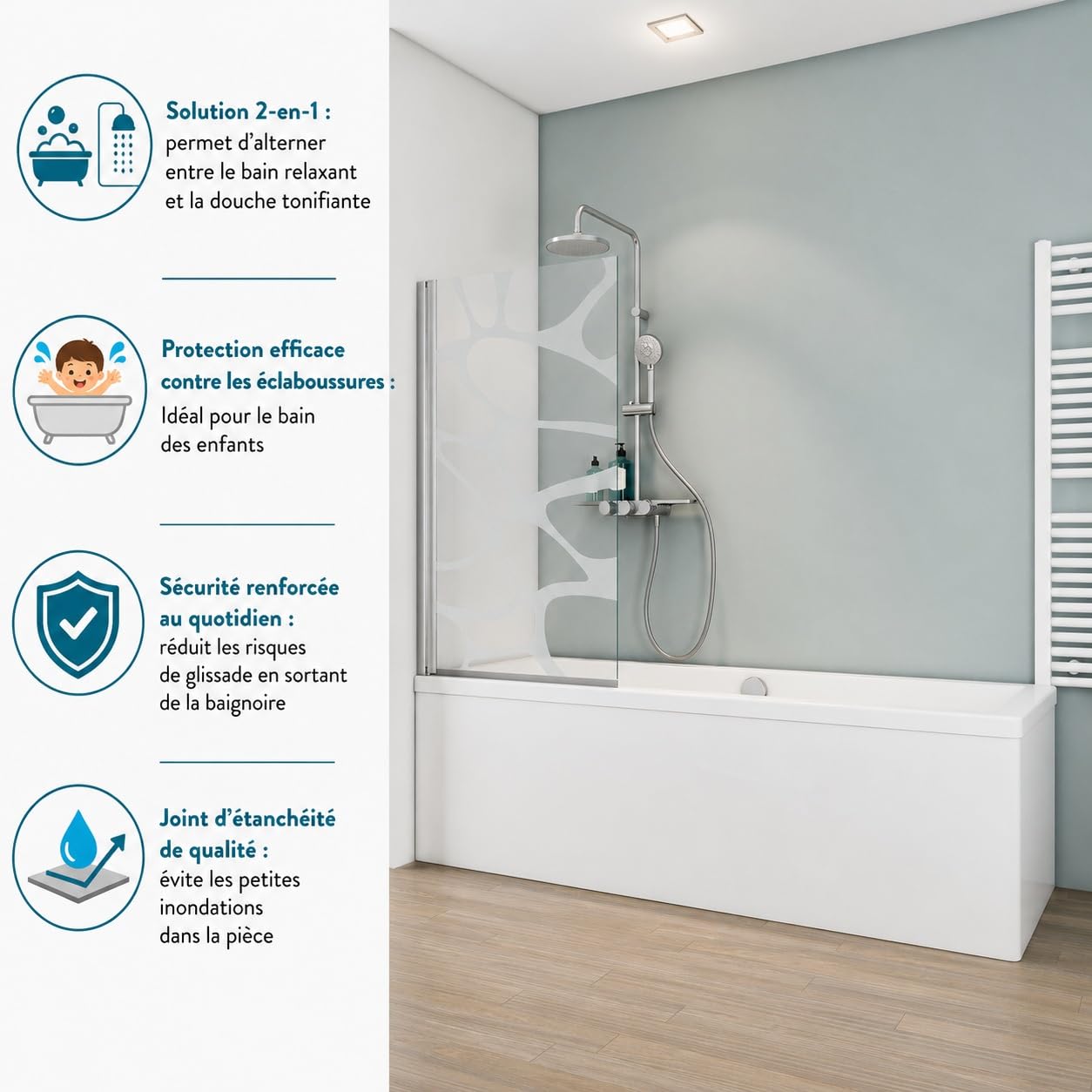 schulte-pare-baignoire-80x140-cm-chrom-verre-5-mm-r-versible image 2