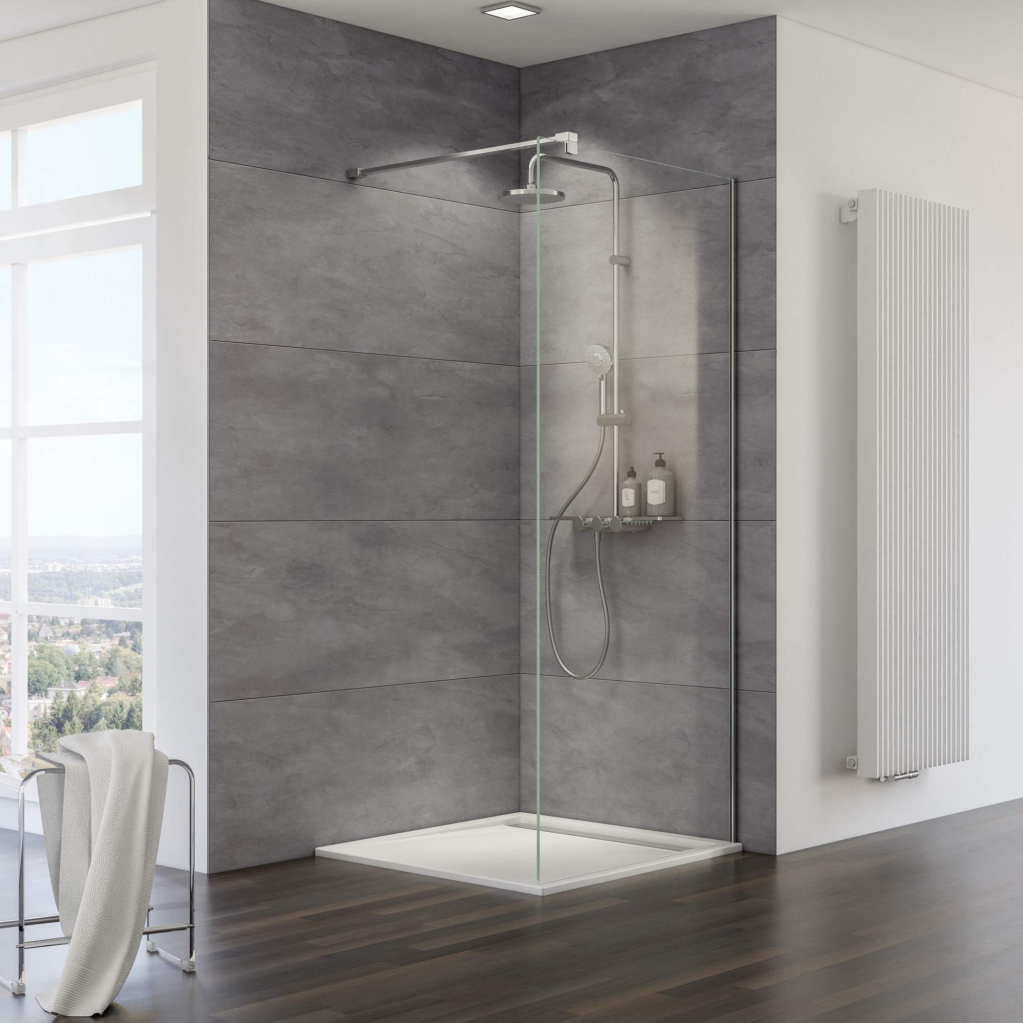 schulte-masterclass-paroi-douche-fixe-90x200-verre-10-mm-chrom image 1