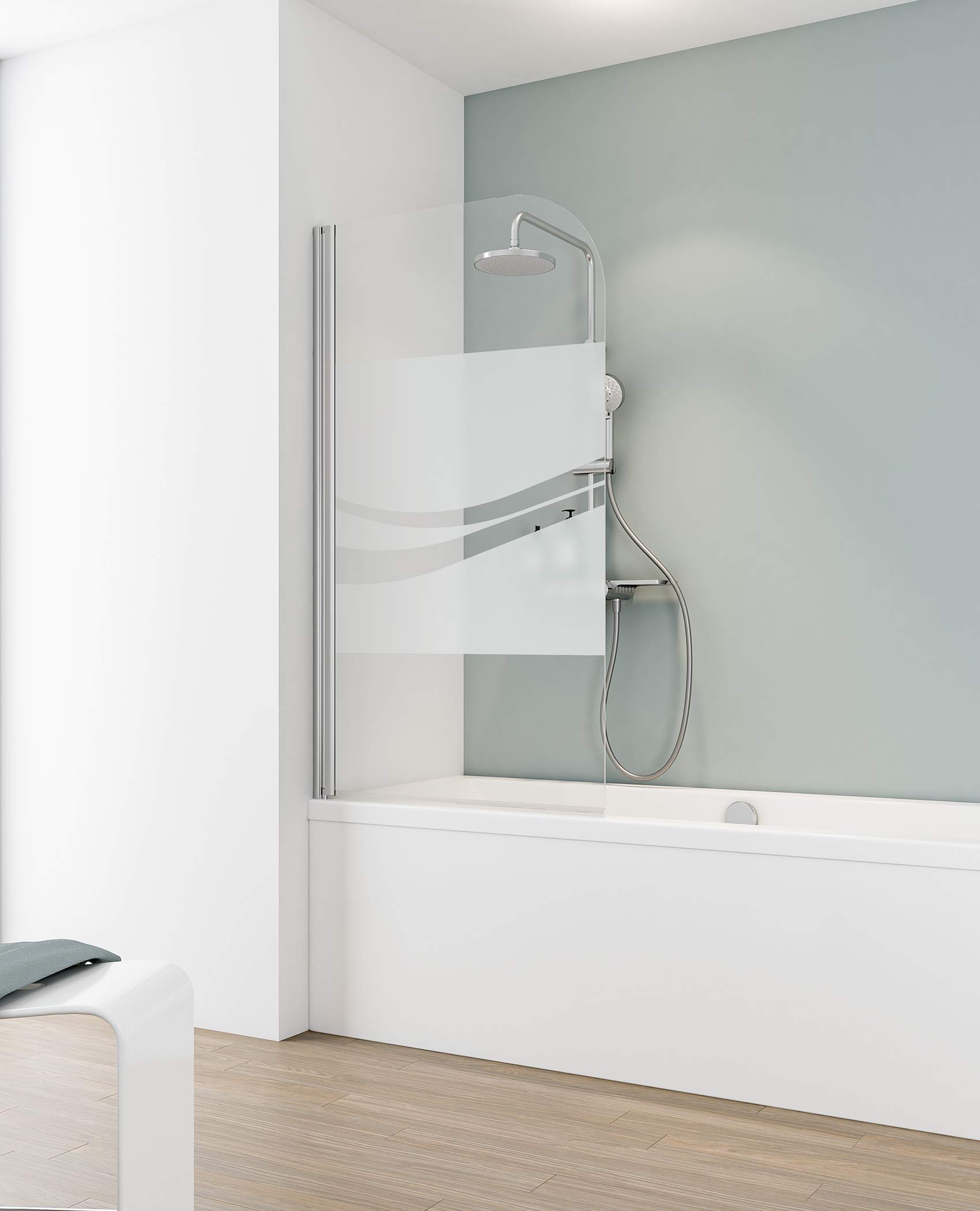 schulte-pare-baignoire-80x140-cm-profil-chrom-verre-transparent image 2