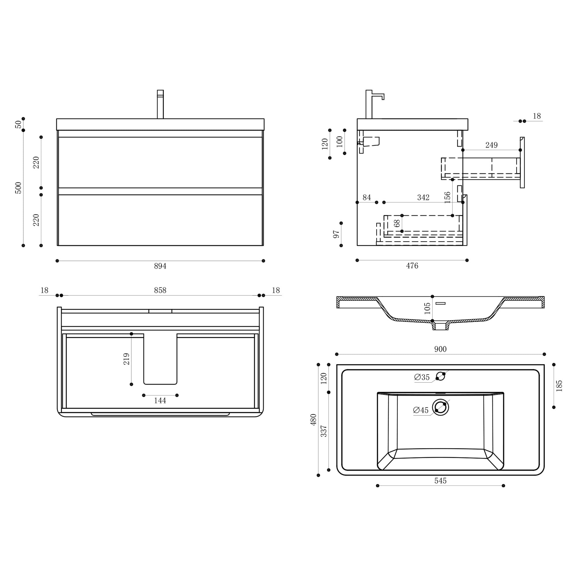 doporro-meuble-salle-de-bain-suspendu-90-cm-noir-mat-3-pi-ces-2 image 7
