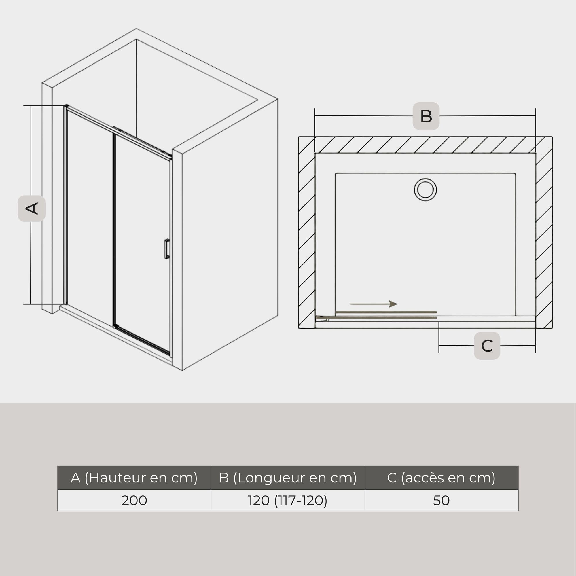 schulte-paroi-douche-niche-120x200-cm-noir-coulissante-verre-6-mm image 6