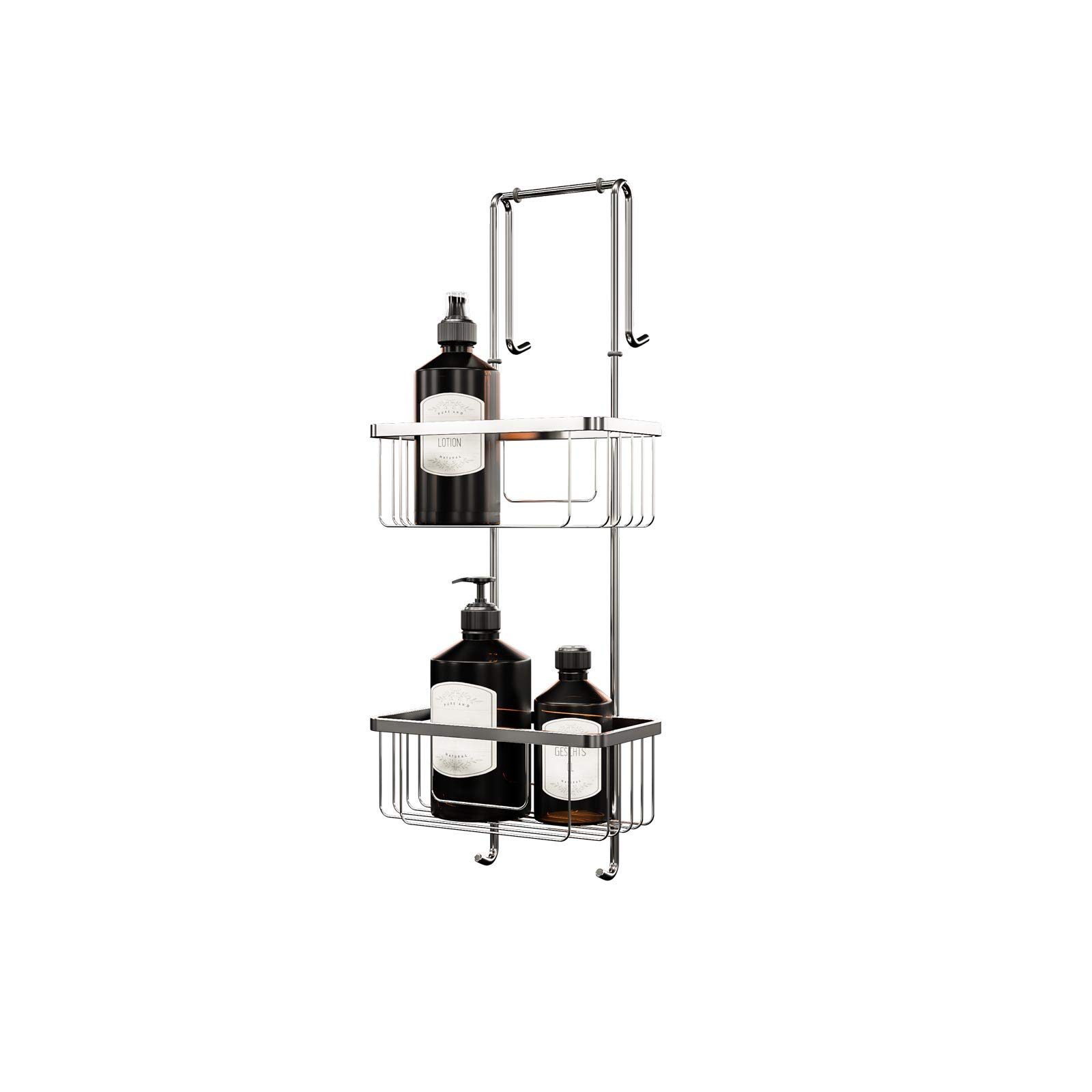 schulte-tag-re-douche-suspendue-2-paniers-chrom-sans-percer image 1