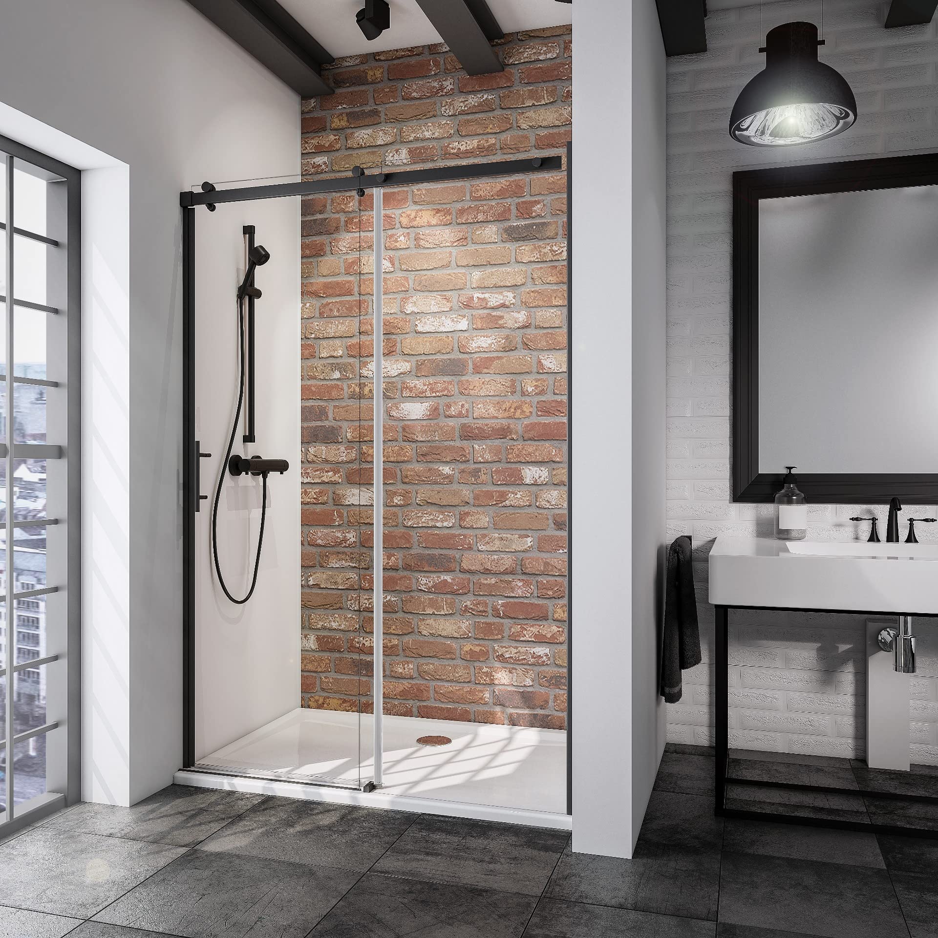 schulte-porte-douche-coulissante-niche-140x200-noir image 1