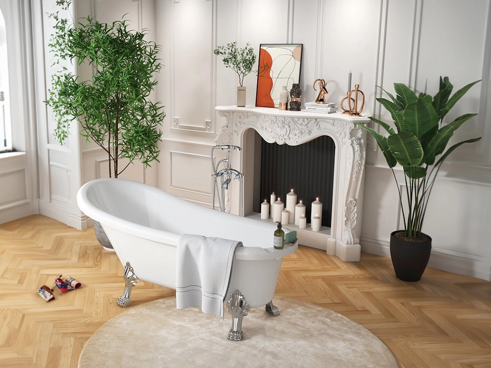 krone-retro-baignoire-lot-blanche-155-cm-pieds-m-tal image 1