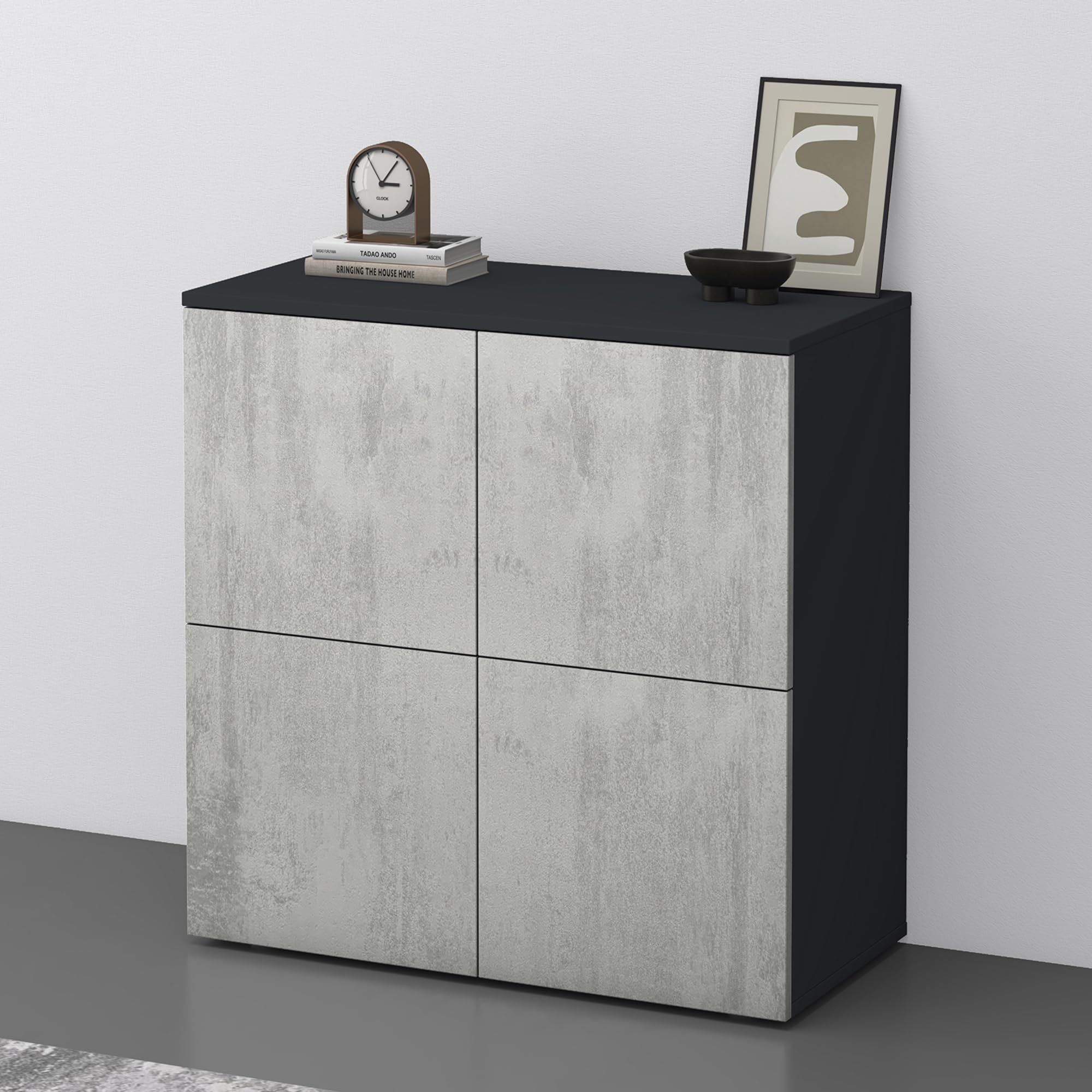doporro-buffet-commode-76-cm-4-portes-gris-noir-ch-ne-gr-ge image 8