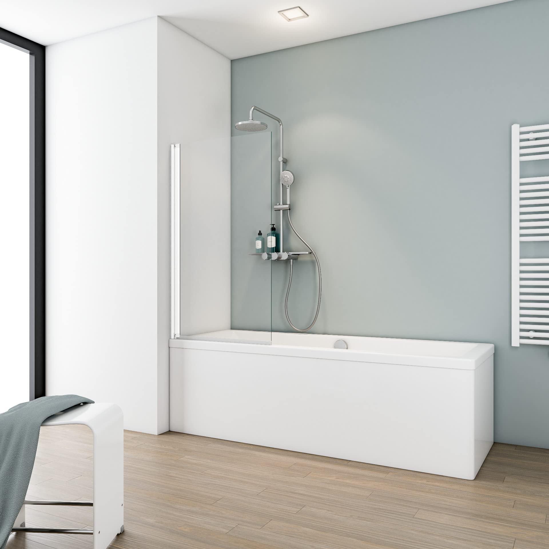 schulte-pare-baignoire-blanc-pivotant-50x130-cm-verre-5mm image 1